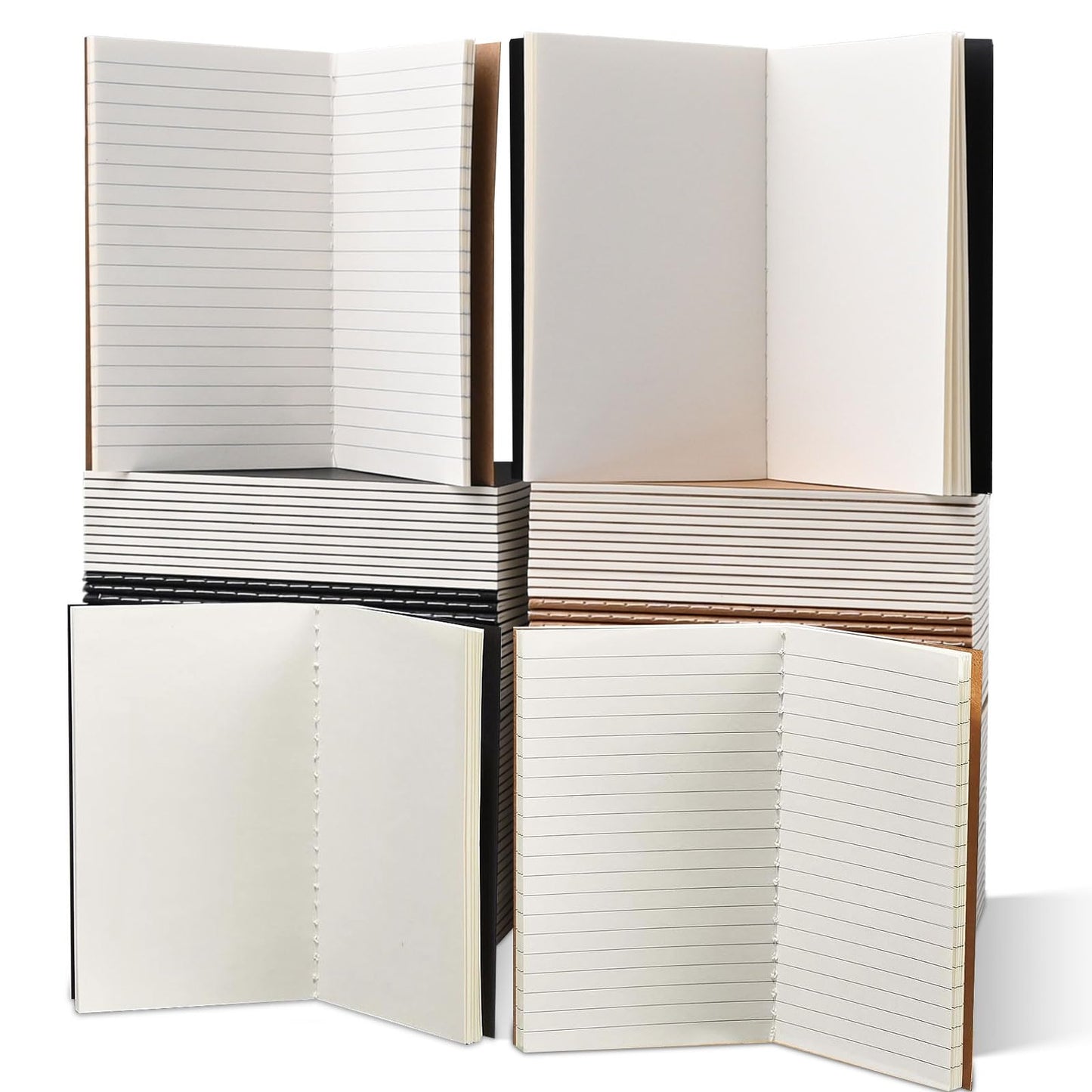 96 Pcs Pocket Notebooks Bulk, Mini Lined Journals A6 Unlined Sketchbook Small Memo Notepad for Kids Student Writing Travel Journal Office, 24 Sheets/48 Pages