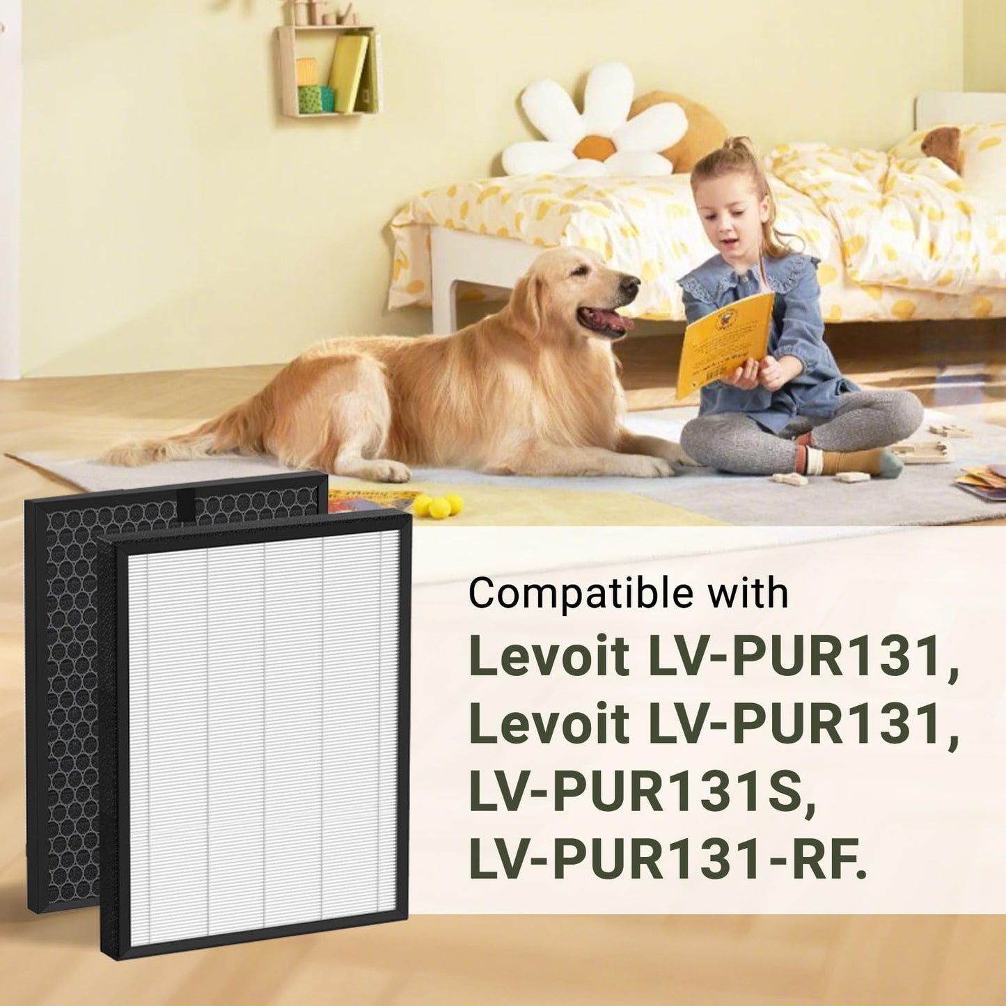 IZSOHHOME Compatible with Levoit LV-PUR131 Filter,Replacement Filters for Levoit LV-PUR131,LV-PUR131S,LV-PUR131-RF HEPA Filter and Activated Carbon Pre-Filter(2 Sets)