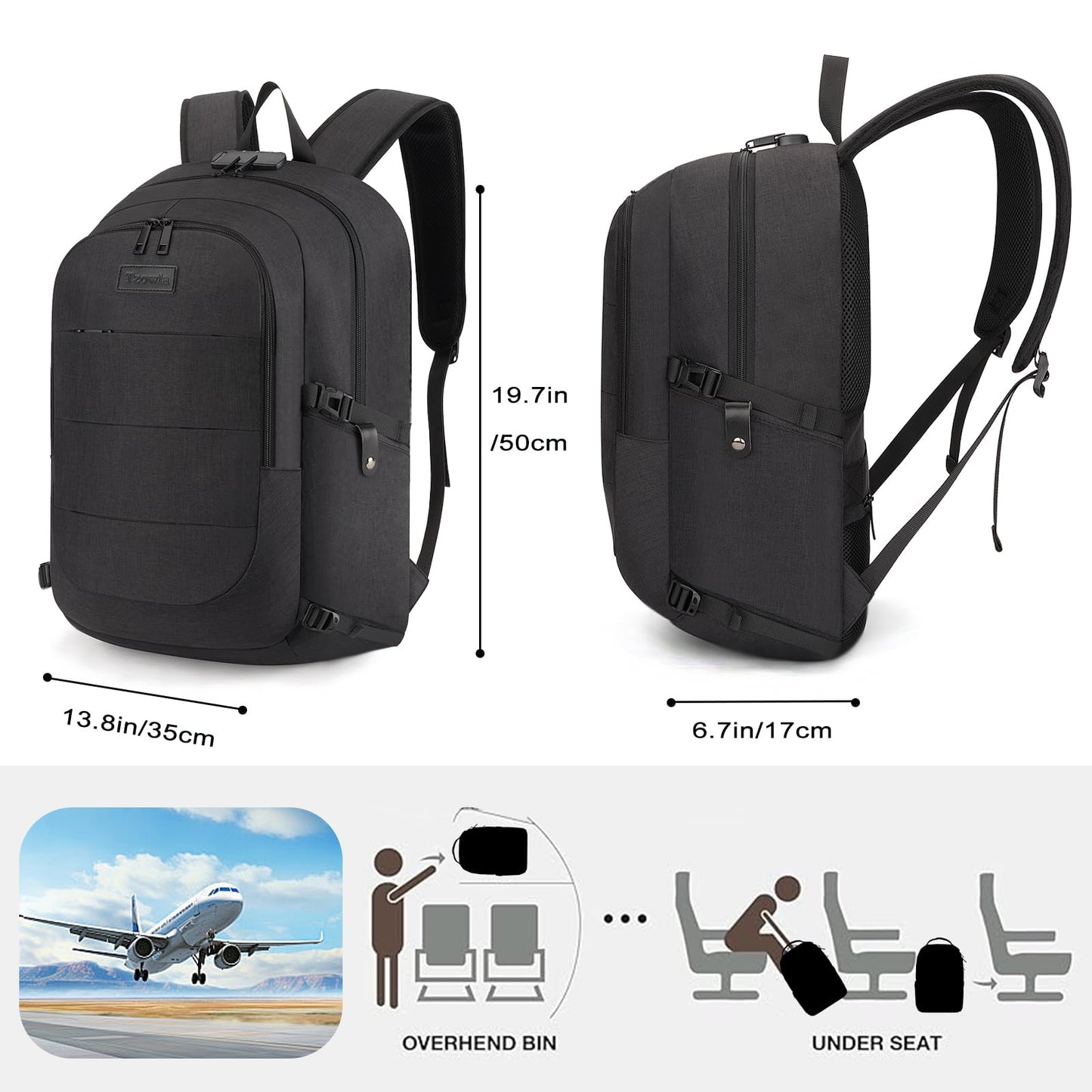 Tzowla Travel Laptop Backpack Water Resistant Anti-Theft Bag with USB Charging Port and Lock 17.3 Inch Computer Business Backpacks for Women Men College School Student Gift,Bookbag Casual Daypack