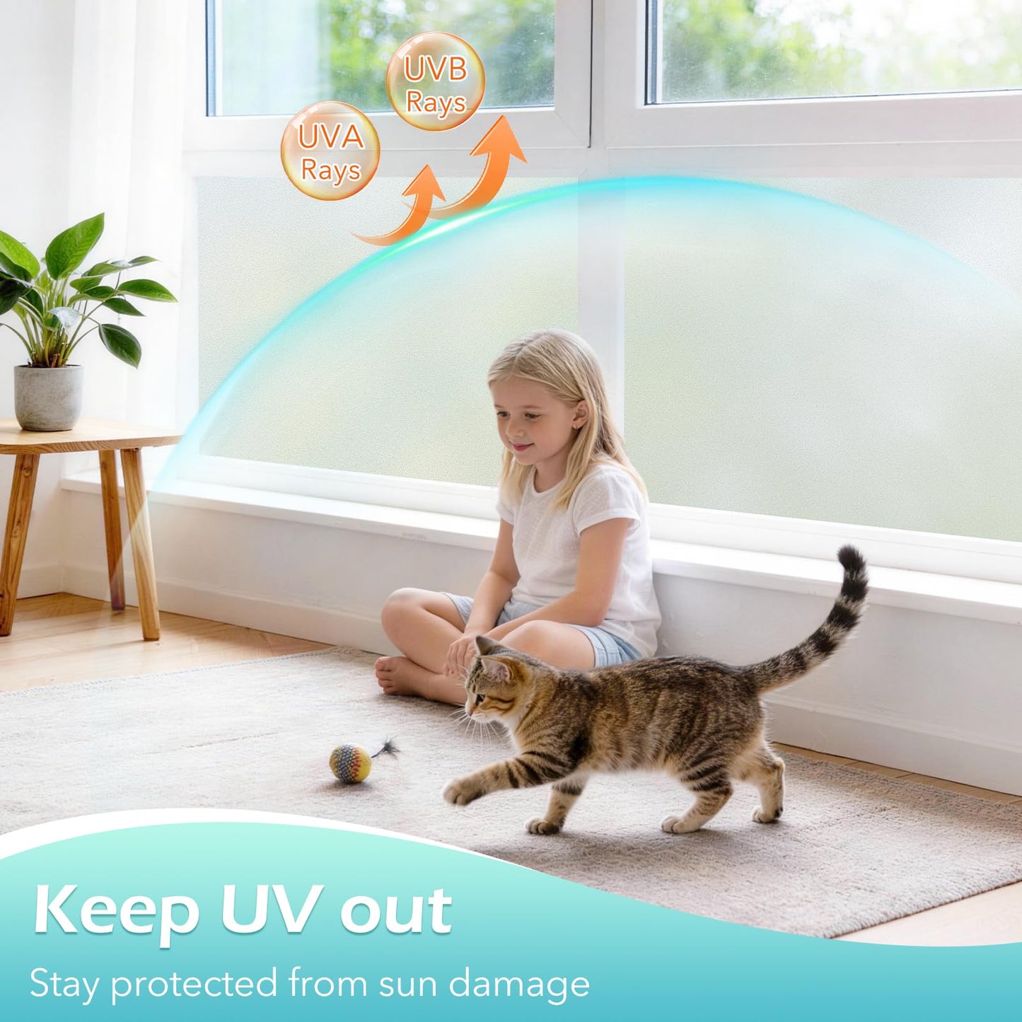 DOWELL Frosted Window Films for Privacy, Removable Privacy Film with Installation Tools, Static Cling No Glue Sun Blocking Window Covering for Bathroom, Bedroom, Office, Glass Doors, 90 x 200 cm