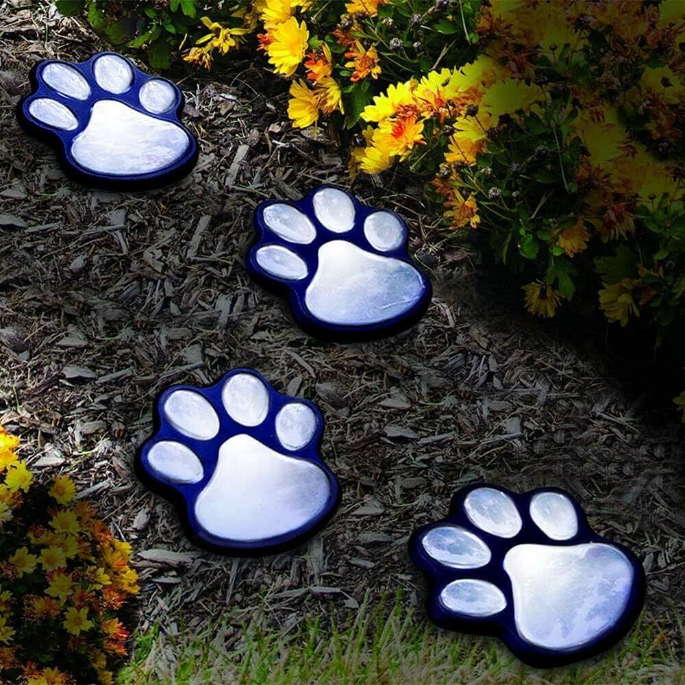 Paw Print Path Lights Garden Animal Statue Lantern Led Path 3" Light Lamp for Garden Patio Yard Decor Walkway Lighting