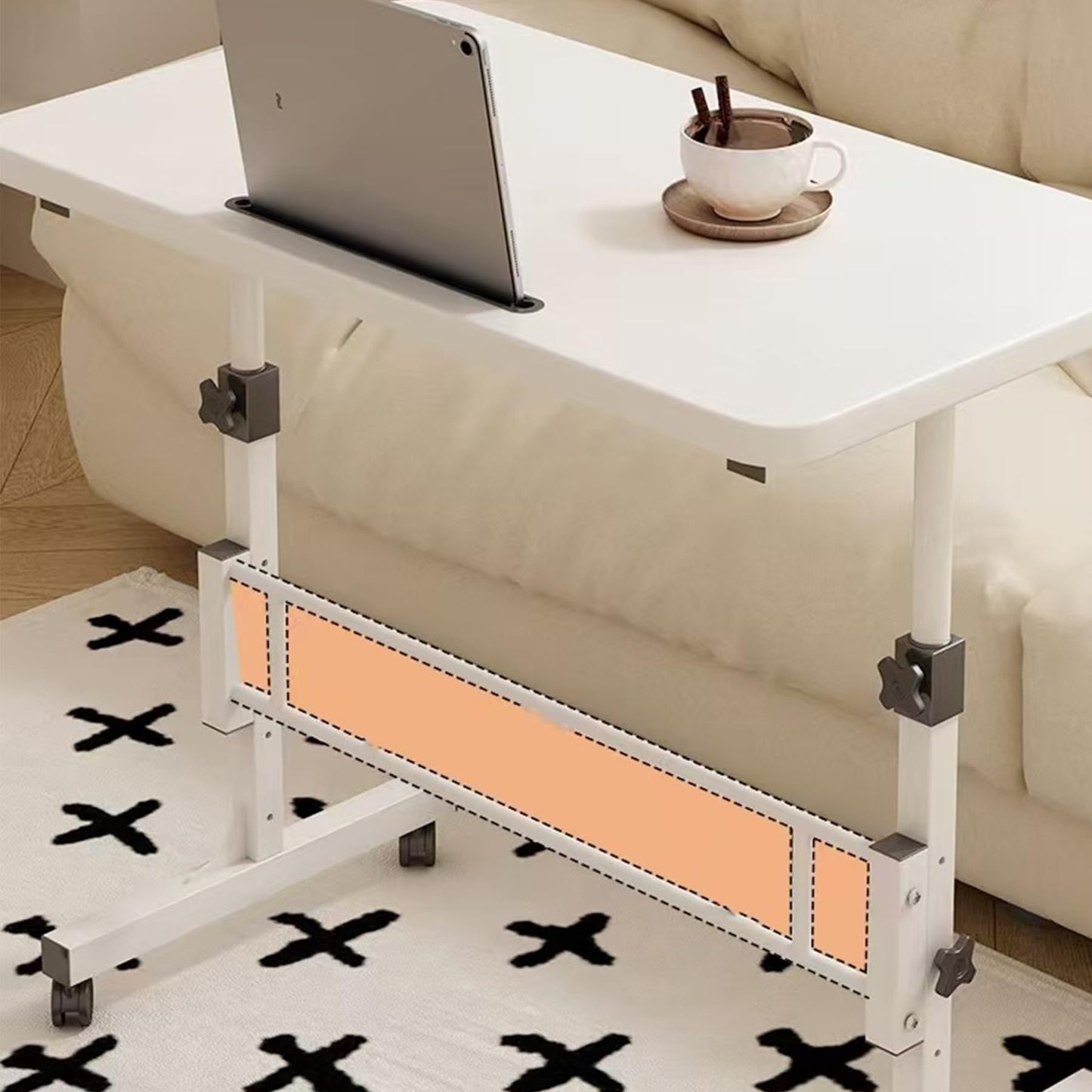 Standing Desk Adjustable Height, Mobile Sit Stand up Desk Lockable with Wheels, 32 Inch Portable Rolling Desk Small Computer Desk, Laptop Desk for Home Office Bedroom (White)