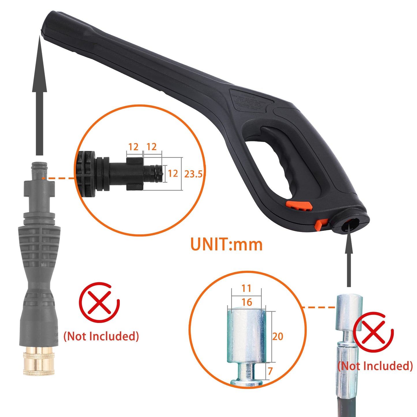 FIXFANS Pressure Washer Gun, Compatible with Some Portland Husky Black Decker Ford Pulsar Shopforce Taskforce Powerwasher Taskmaster Electric Pressure Washers, Replacement Power Washer Gun 2000 PSI