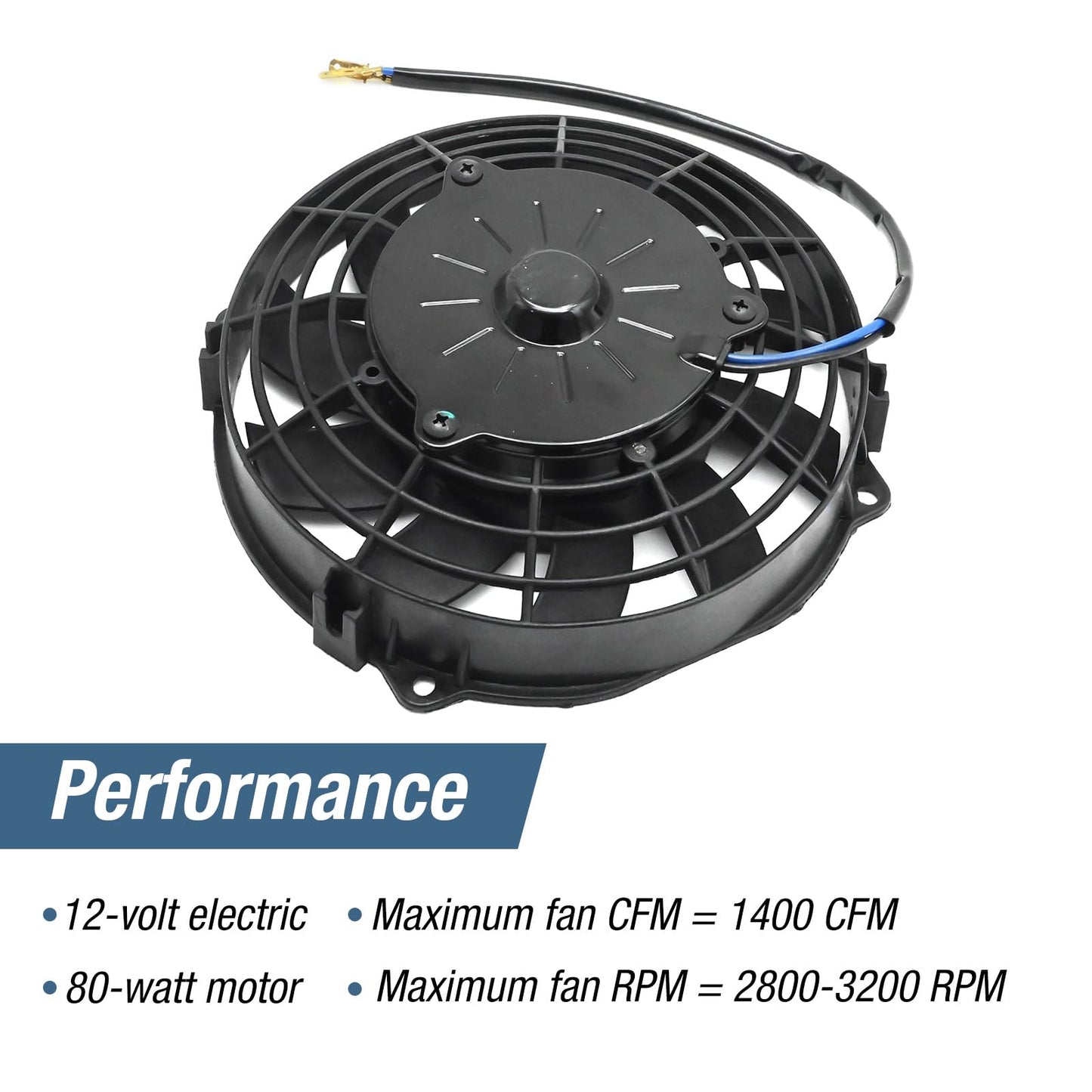 Hoypeyfiy 7 Inches Electric Radiator Cooling Fan Assembly Kit, Slim Fan Push Pull Black Curved Blades, Nylon Radiator Cooling Fan with 12V 80W Motor for Vehicles and Engines