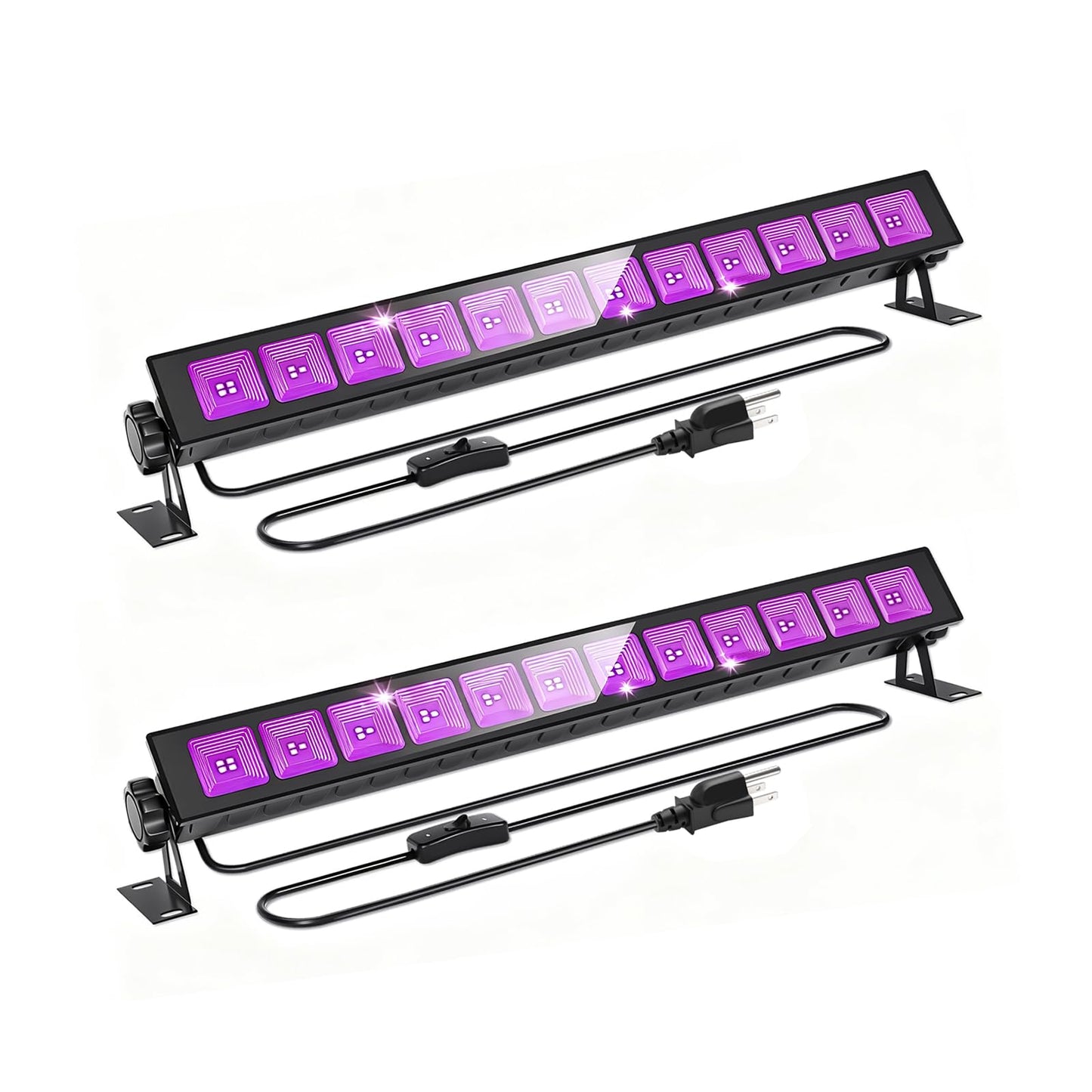 CREATESTAR 2 Pack Black Light for Halloween Party, 42W UV Blacklight Powerful with Plug Switch, Glow Lights for Horror House, Birthday, Christmas, Home Decor