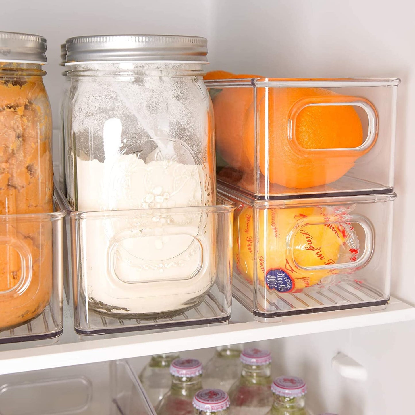 8 Pcs Plastic Storage Bins for Freezer, Pantry, Countertop, Cabinet Organization, Stackable Food Storage Organizer with Handles, BPA Free, 10 x 6 x 3 Inch, 10 x 4 x 3 Inch