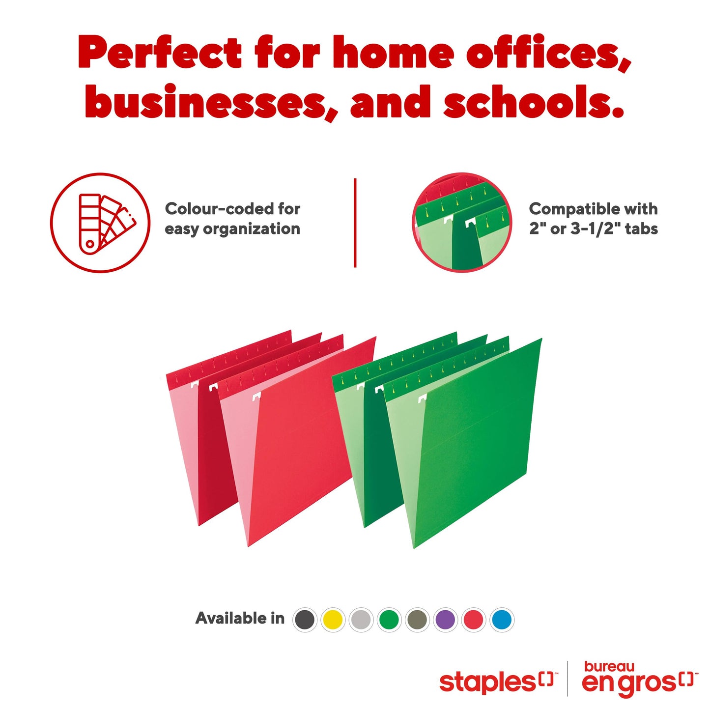 Staples Black Hanging File Folders - Legal Size - 25 Pack