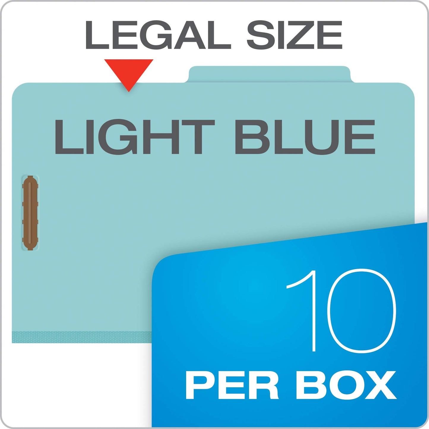 Globe-Weis 100-Percent Recycled Classification Folders, 2/5 Cut Tab, 1 Divider, 2-Inch Embedded Fasteners, Legal Size, Light Blue, 10 Per Box (28777R)