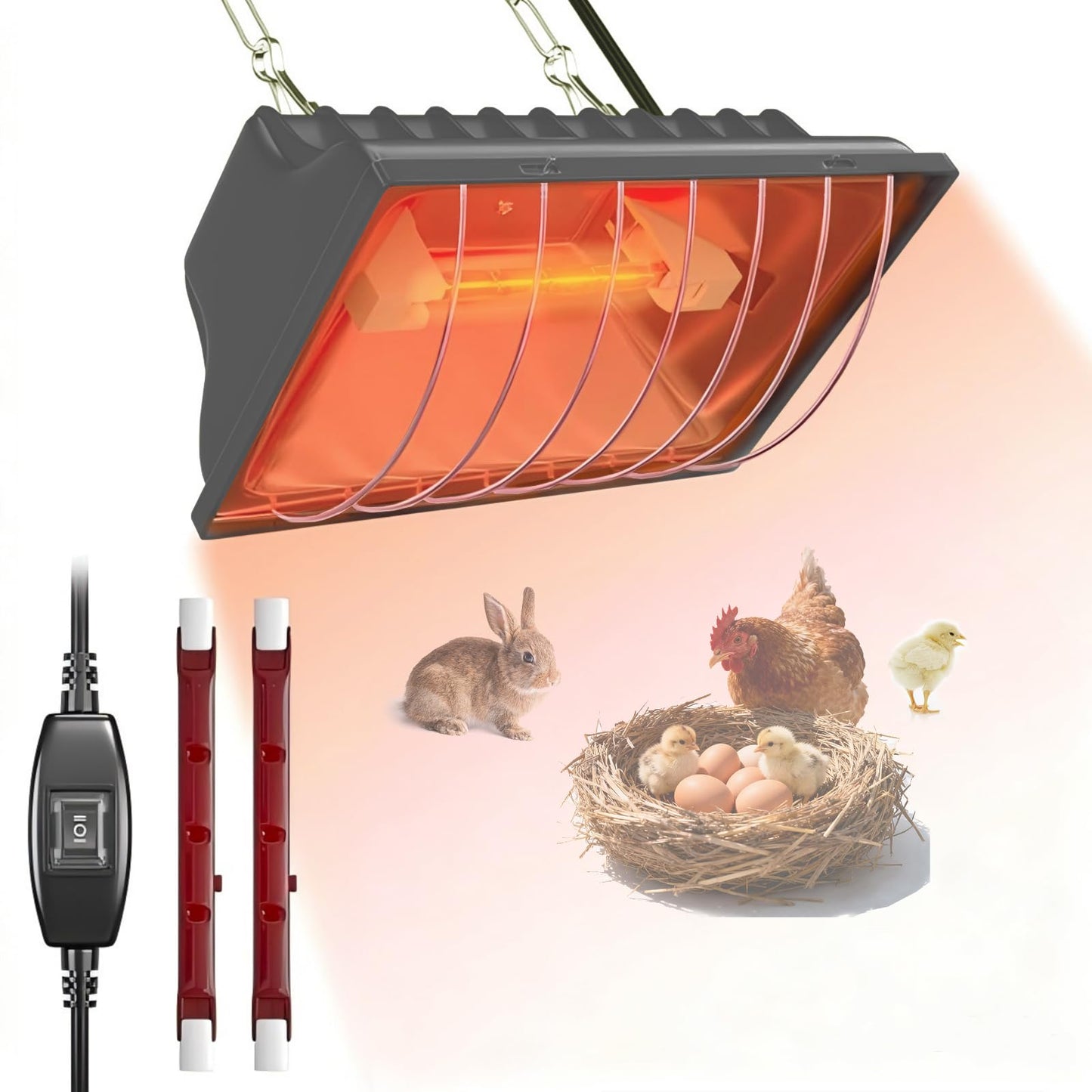 Chicken Coop Heater, 250W Brooder Heater Lamp for Chicks Ducks Reptiles (1 Pack)