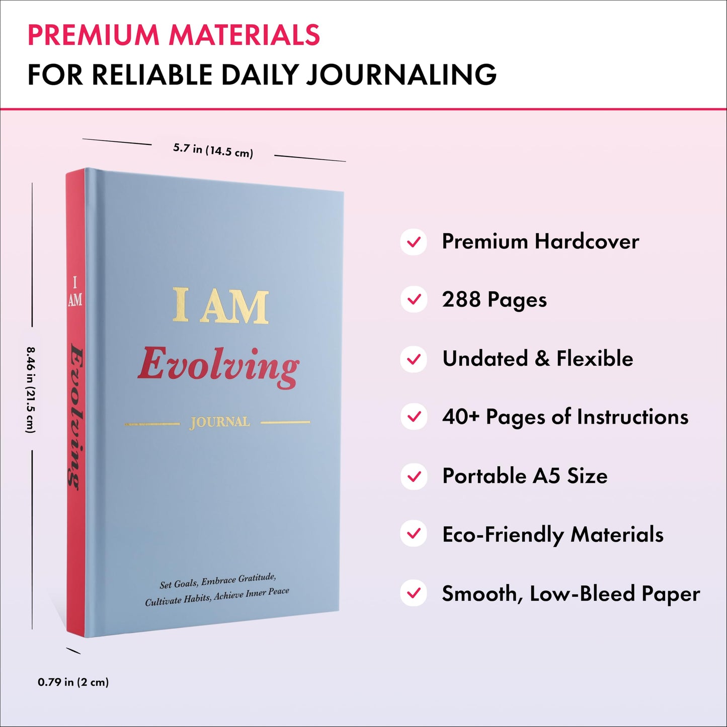 iAmEvolving™ Journal – Guided Daily Goal Setting, Gratitude & Habit Tracker with Emotional Wellness Scale | 288-Page Undated 6-Month Personal Growth Notebook for Women & Men (Columbia Blue • Limited Edition)