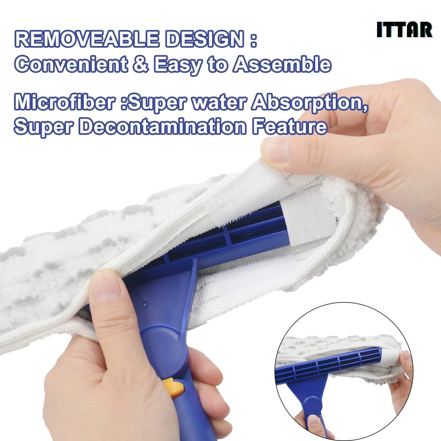 ITTAR Window Squeegee with 2 Sets Stainless Steel Pole, Squeegee Cleaning Tools with Microfiber Pads, 60"-72" Telescopic Window Washing Kit, Professional Squeegee Cleaner for Home Car Outside Glass