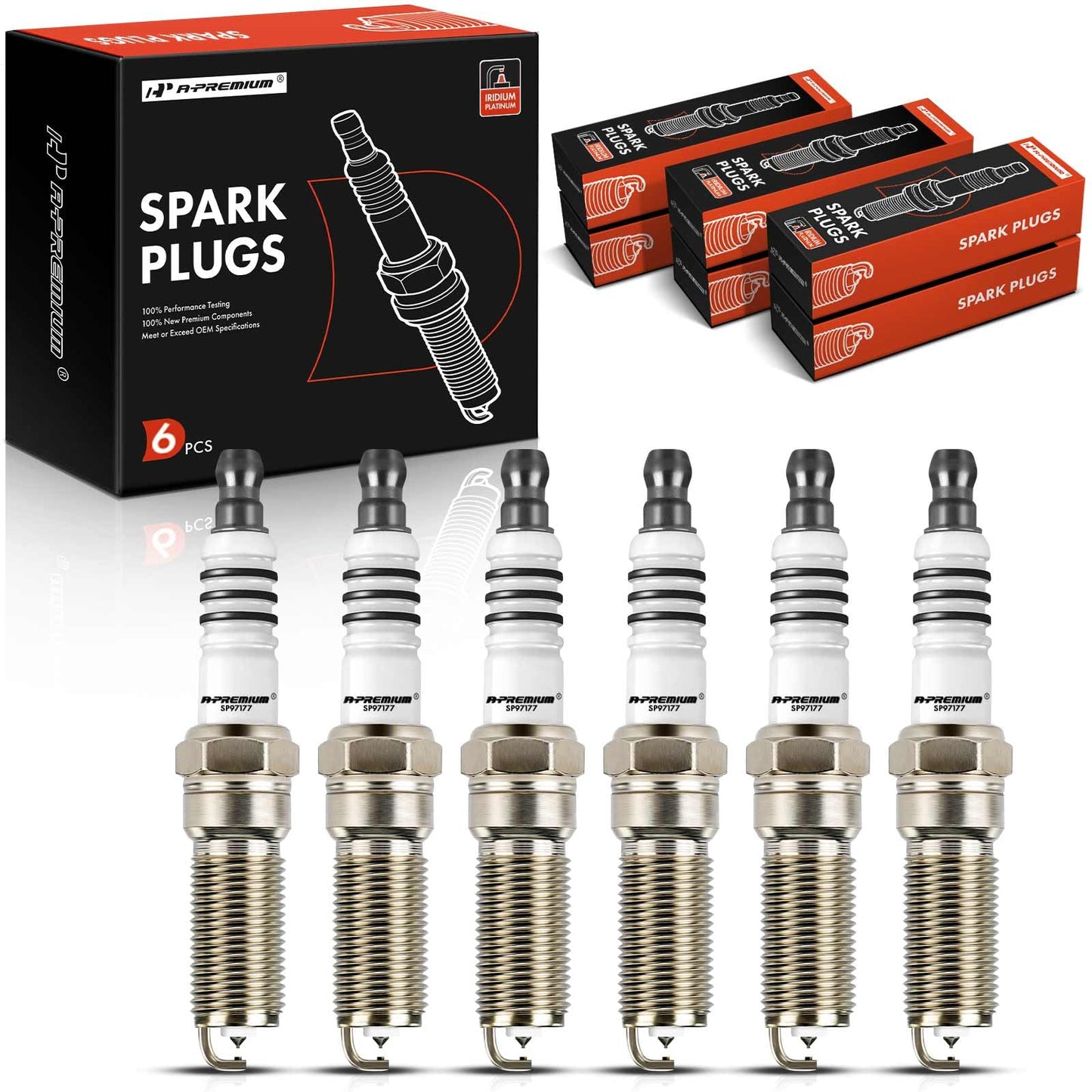 A-Premium Iridium Platinum Spark Plugs Compatible with Ford F-150 2011-2019, Explorer 2013-2019, Transit-150, Transit-250, Transit-350, Transit-350 HD, Taurus, Expedition, Flex, Pack of 6