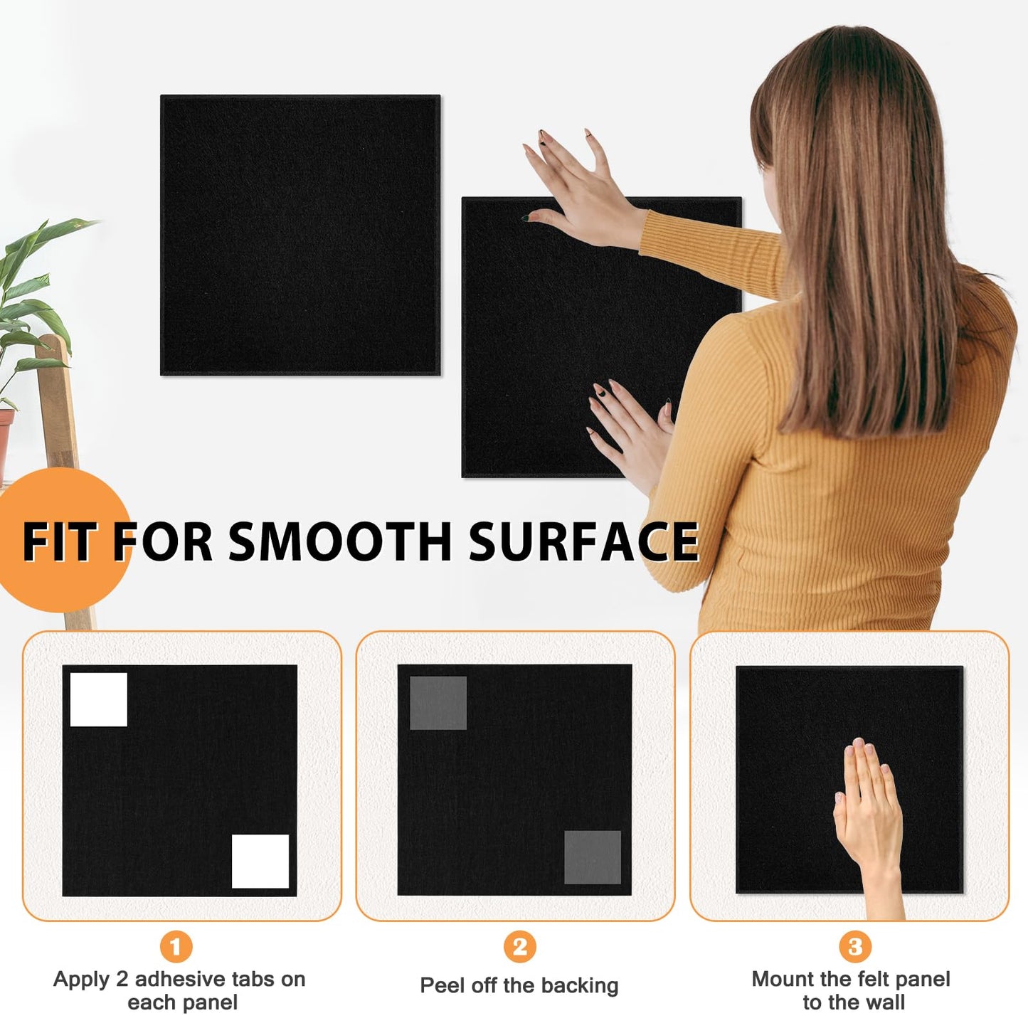 AMUSIGHT Large Cork Board Tiles, 12 Packs 48" x 36" 1/2" Thick Cork Bulletin Board Felt Board Self Adhesive Cork Boards for Walls Home Office Kitchen School, 120 Push pins, Black