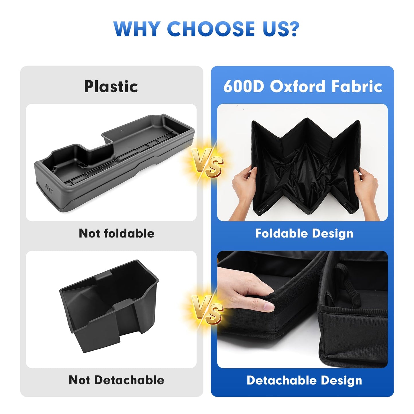 Detachable Under Seat Storage Box for 2019-2025 2026 Chevy Silverado/GMC Sierra 1500 2500HD 3500HD Crew Cab/Double Cab, Foldable Truck bed Organizer 2025 Silverado 1500 Accessories