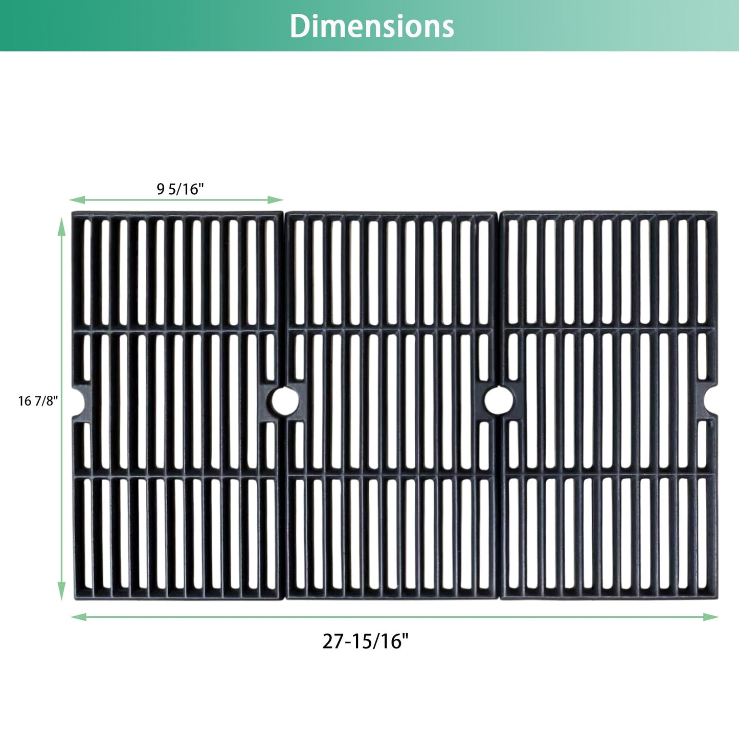 16 7/8" Grill Grates for Charbroil 463436215, 463436214, Master Chef G43257, G43205, G43258, G45118, Kenmore, Cast Iron Grill Grid for Thermos 461442114, Backyard, Expert Grill BG2824B, DG2824BN Parts