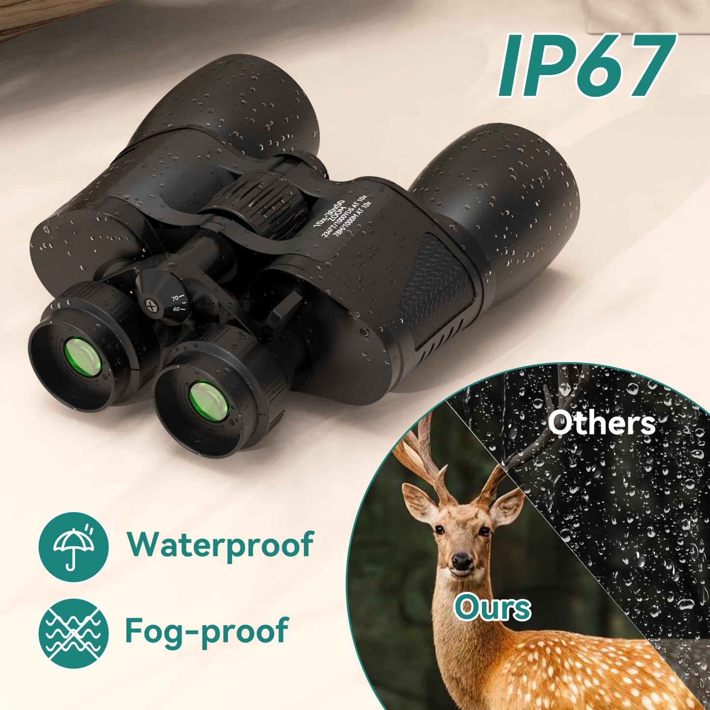 10-30X50 Zoom Binoculars for Adults, High Powered Military Binoculars for Bird Watching, Hunting, Outdoor, Hiking, Concerts Large View/Waterproof/BAK7 Prism/FMC Lens/Low Light Night Vision