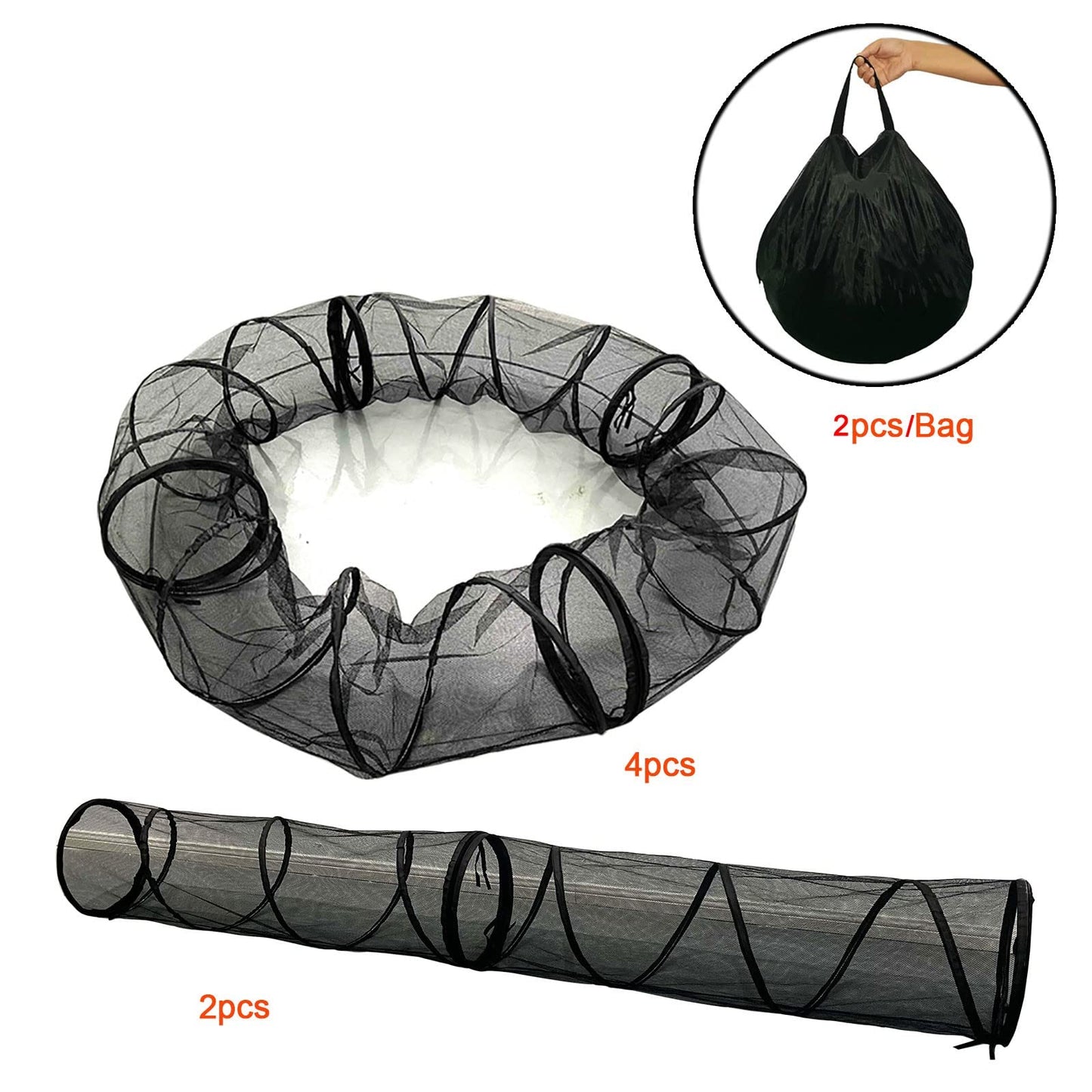 2 Pcs Portable Cat Play Tunnels (Can Use Alone or Combined) - 3 in 1 Playpen Outdoor Enclosures for Puppy, Dog, Rabbit, Small Animals