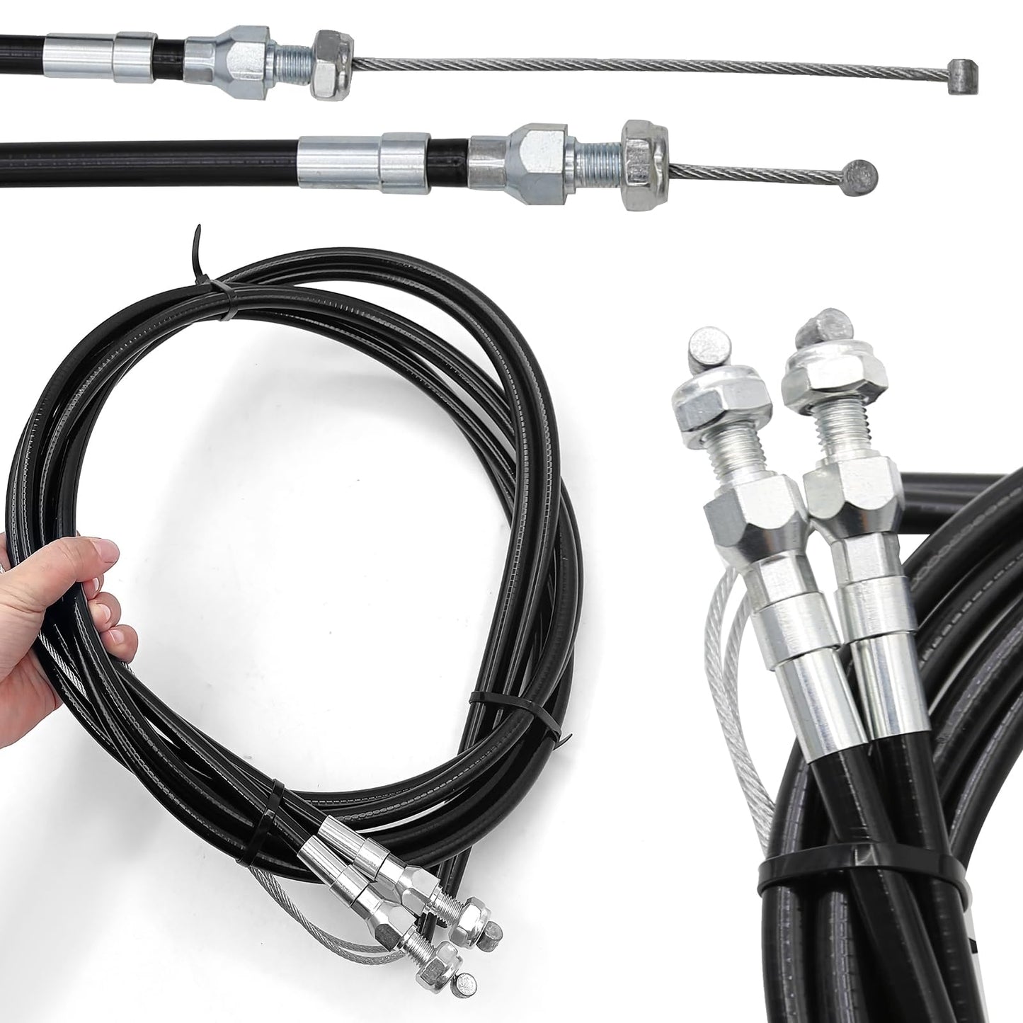 Vkinman 330-9371 Universal Emergency Parking Brake Cable Complete Kit 110" Long Cables with 97" Long Sheath E-Brake Set Replace# 140-14415-R