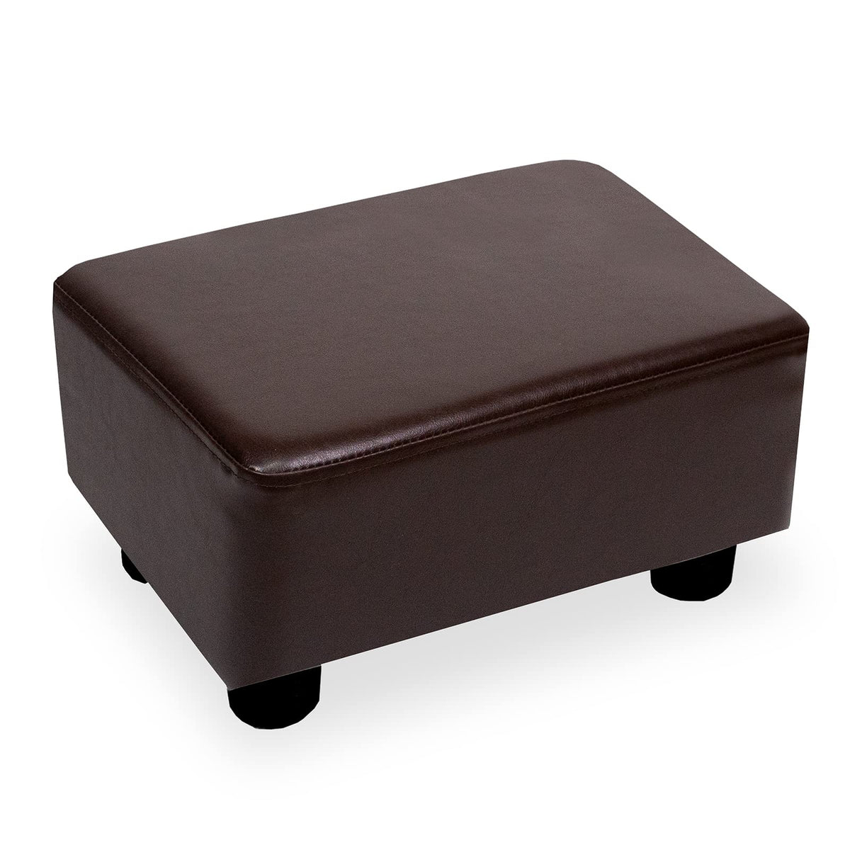 CAROLMADE Small Foot Stool Ottoman PU Footstool with Legs Foot Rest for Living Room Bedroom and Office, Brown