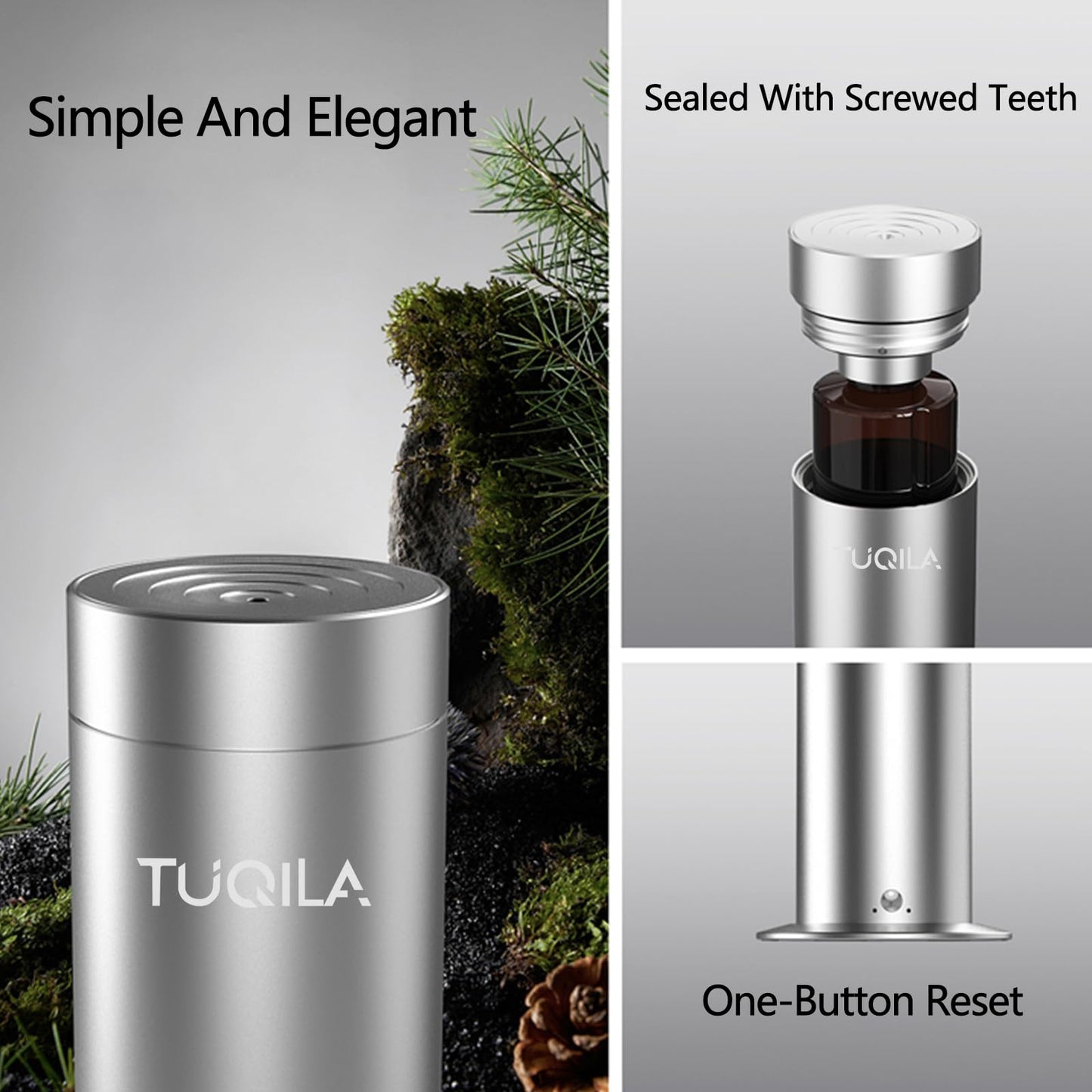 Tuqila Diffuser Smart Scent Essential Oil, Waterless Cold Air Aroma Scent Diffusion, APP Control 150ML Up to 1500Sq.Ft Coverage, Fragrance Aromatheray Oil for Home, Hotel,Office (Silver+20ML My Way)