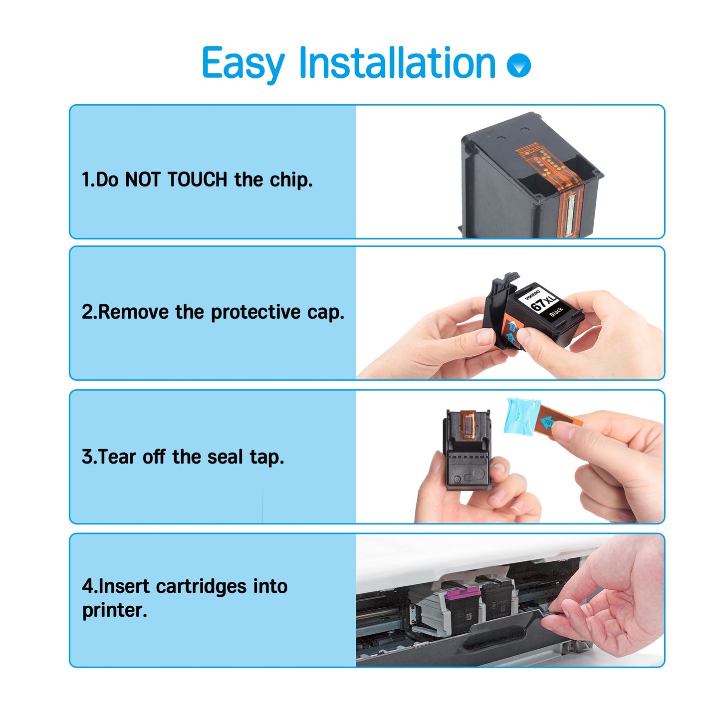 67 XL Ink Cartridges for HP 67XL HP67XL Black Ink Cartouche Encre for HP 67 Combo Pack for HP 67 XL for HP Deskjet 2700 Ink Cartridges for Envy 6000 6055 6052 6032 6075 DeskJet 2755 2700 4155 Printer