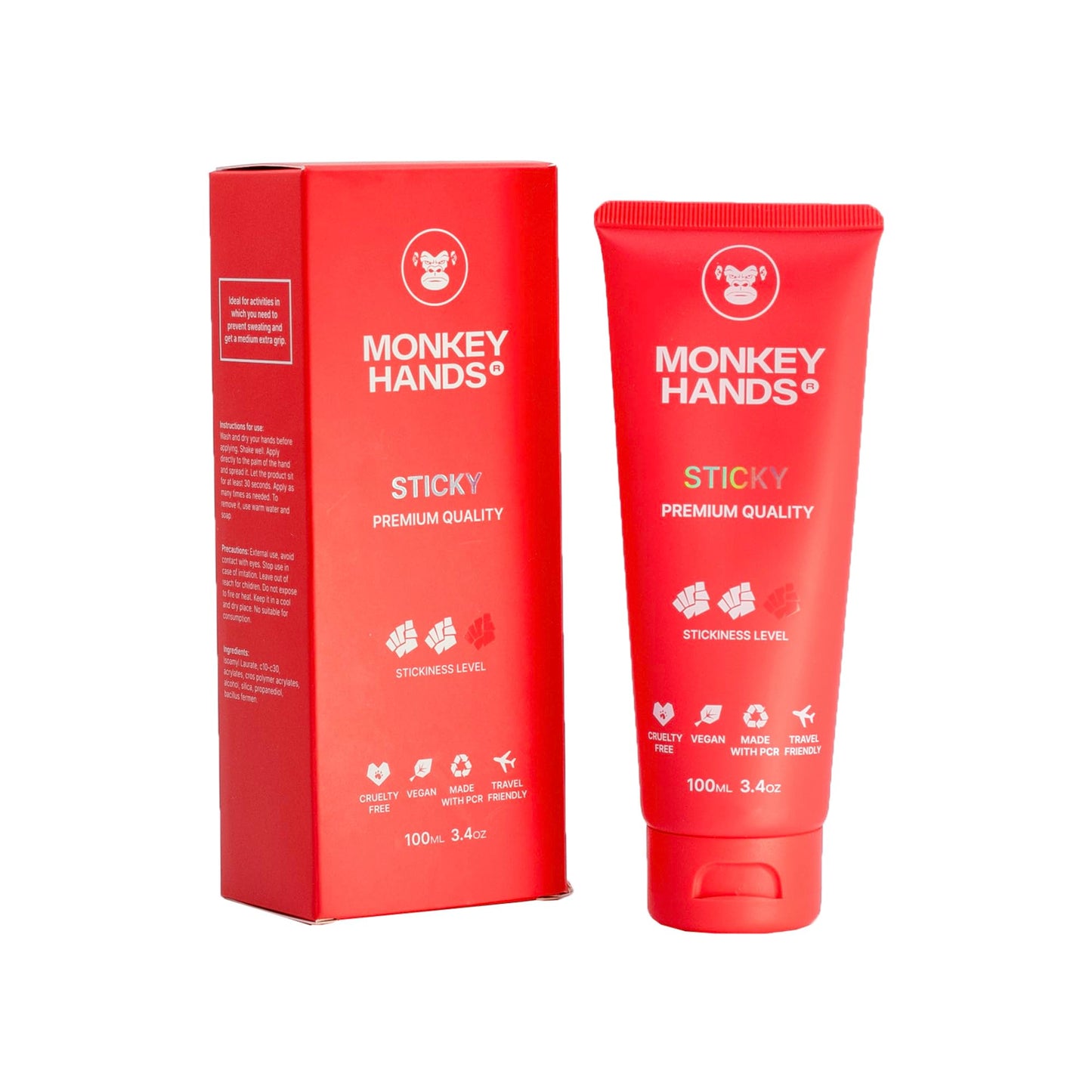 MONKEY HANDS MonkeyHands Gel Grip Pole Dance, Calisthenics, Rings, Parkour, Gymnastics, Padel, Tennis and More - High Performance - Skin Friendly, Vegan (Sticky, 100ml)
