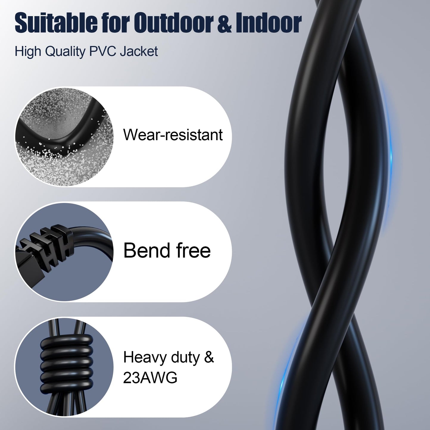 Cat 6 Outdoor Ethernet Cable Bulk 328 ft (20RJ45), FTP Cat 6 Shielded Cable 23AWG, Heavy Duty, Direct Burial, Waterproof, In-Ground, UV Resistant Cat 6 Internet Network Cable for Router Gaming, CCA