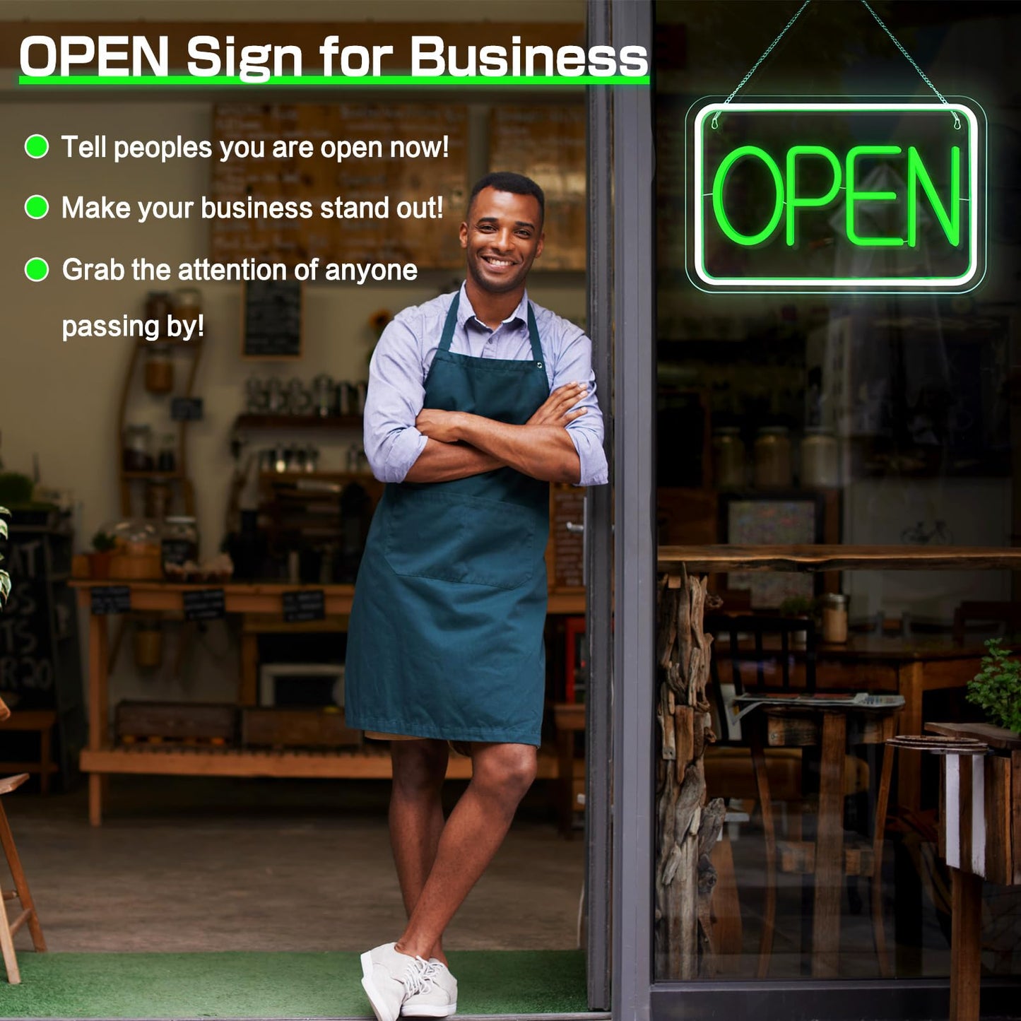 ReyeeInc Open Signs for Business, Bright and Dimmable Neon Open Sign LED and USB Powered Light up Open Sign for Business Window Shop Store Restaurant Salon Bar Wall Office Spa (15.4 * 10.2")