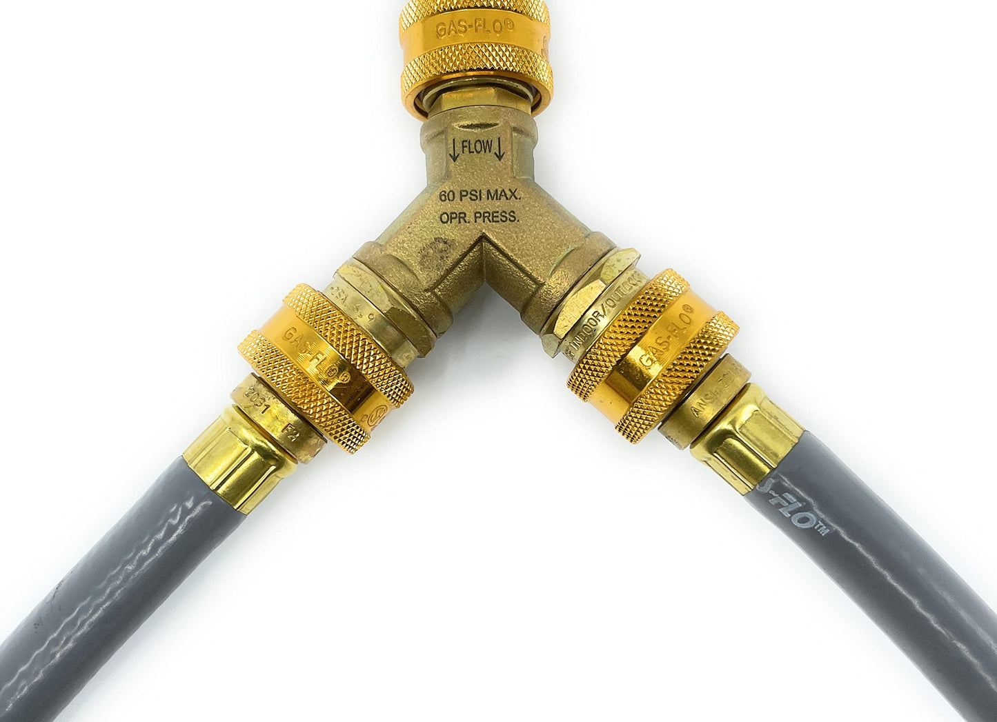 GAS-FLO, Quick Disconnect 3/8 Y Splitter, CSA Certified for Propane and NG (QD-GMC6-YPX1)