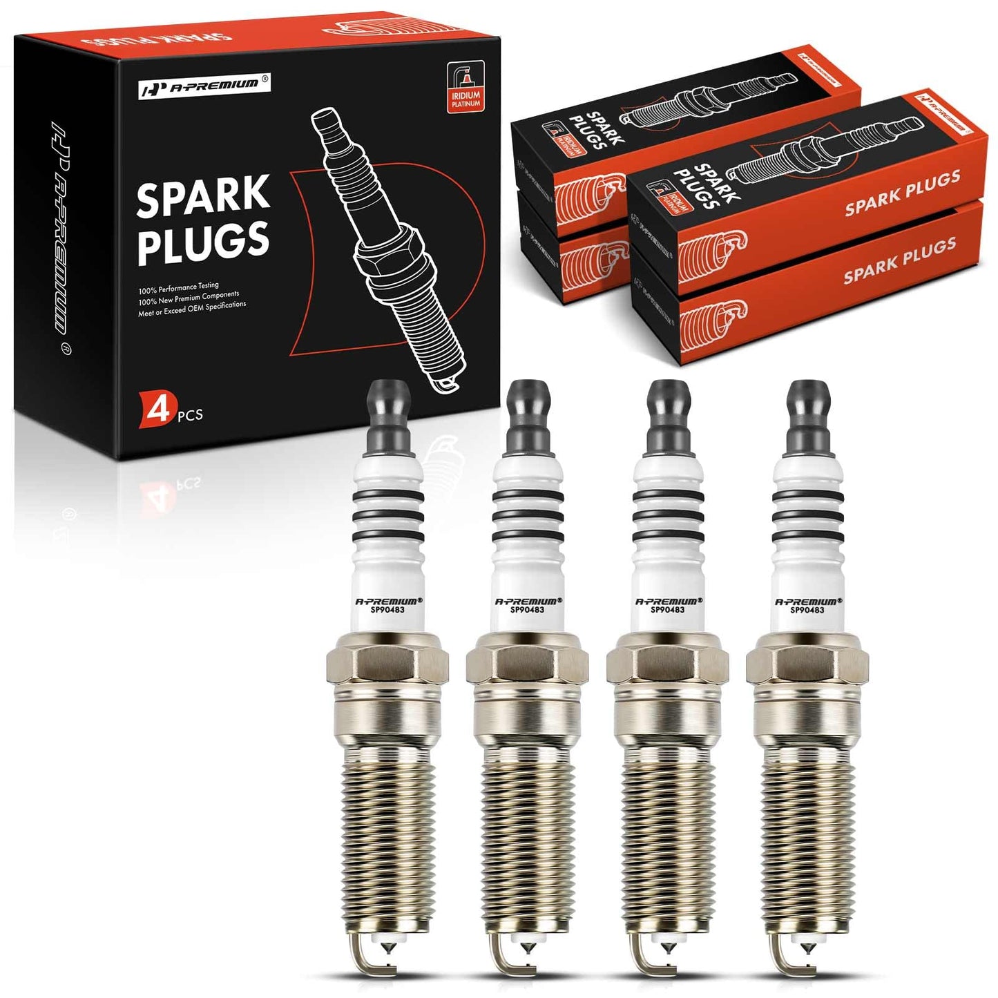 A-Premium Iridium Platinum Spark Plugs Compatible with Ford Focus 2012-2018, Transit Connect 2019-2021, EcoSport 2018-2020, 2.0L, Pack of 4