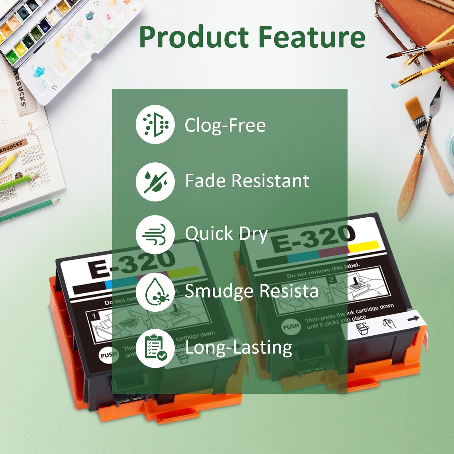 Remanufactured T320 Ink Cartridges for PictureMate PM-400 Printer PM 400 Photo Printer, 2 Black