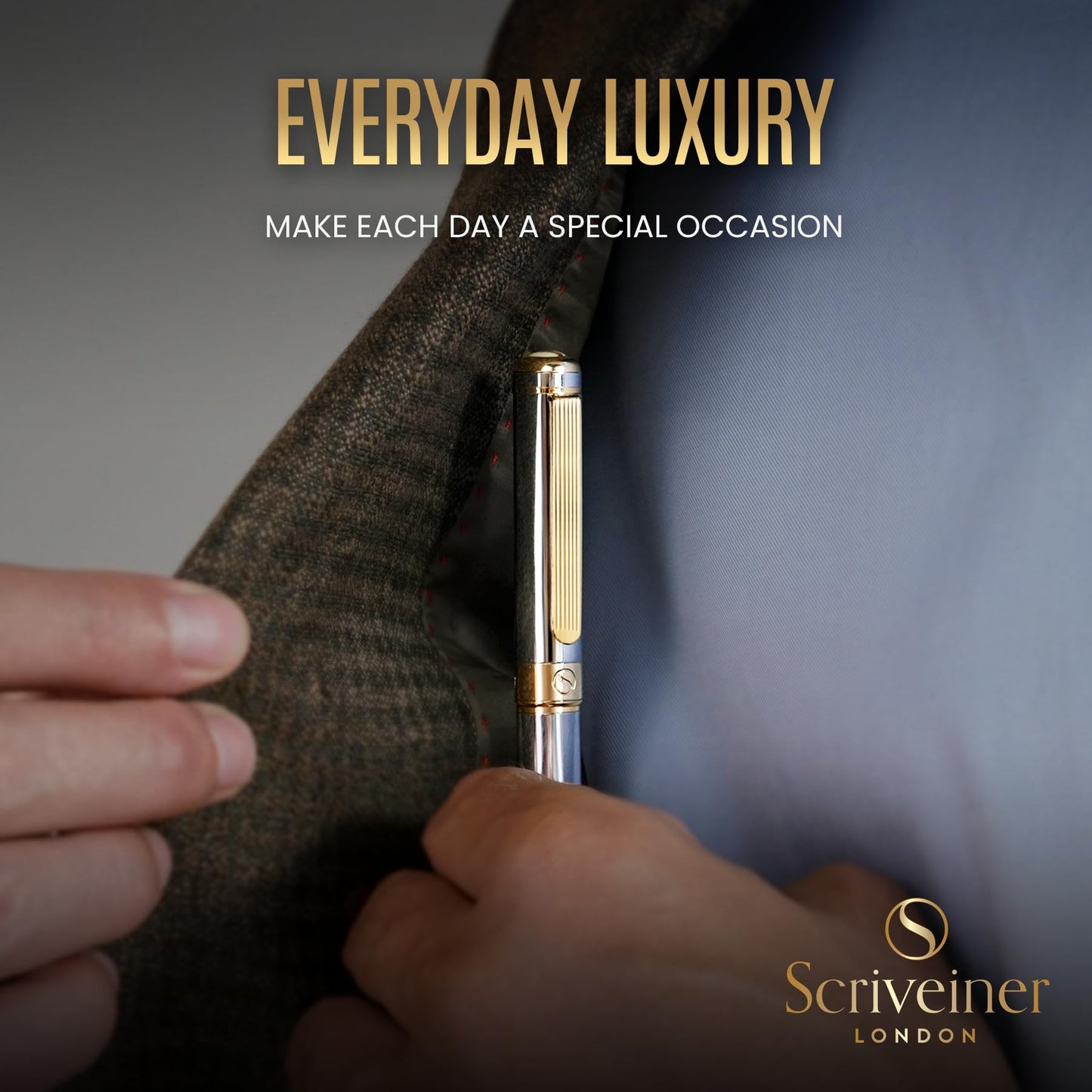 Scriveiner Silver Chrome Ballpoint Pen - Stunning Luxury Pen, Real Gold Plating, Schmidt Black Refill, Best Ball Pen Gift Set for Men & Women, Professional Executive Office, Nice Fancy Designer Pens