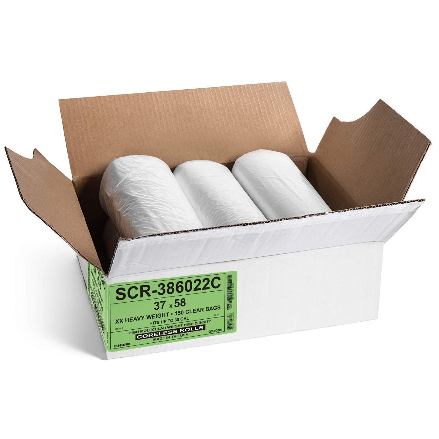 Aluf Plastics 55-60 Gallon Trash Bags - (Commercial 150 Pack) - Source Reduction Series Value High Density 22 Micron Gauge (equiv) - Intended for Home, Office, Bathroom, Paper, Styrofoam