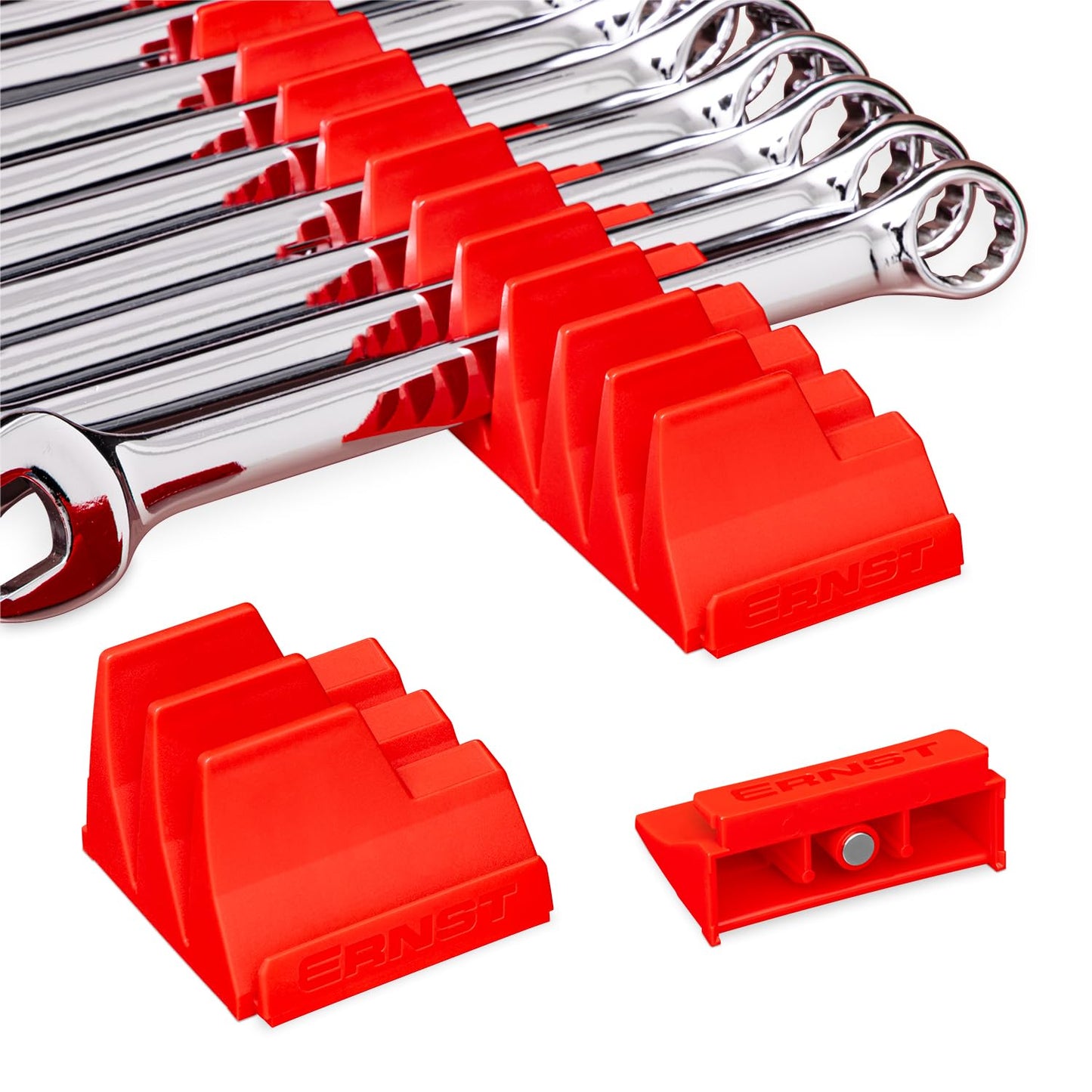 Ernst Manufacturing Wrench Pro - Modular Wrench Organizer for 40 Tools with Magnetic Base (Red) - Made in The USA