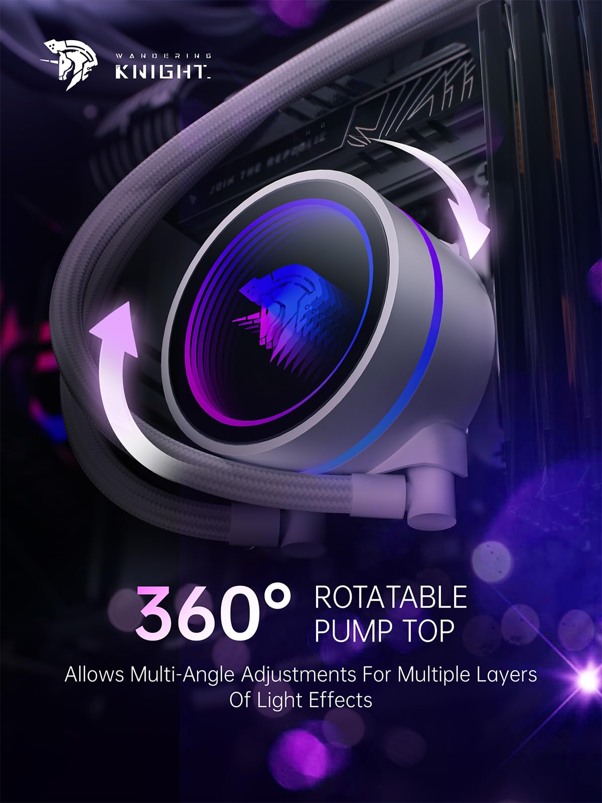 AsiaHorse WK-A360 ARGB All-in-One AIO CPU Liquid Cooler, Wandering Knight 360mm Water Cooling System with Dual High-Performance Pump and 3×120mm PWM Fans for Intel & AMD CPUs (White)