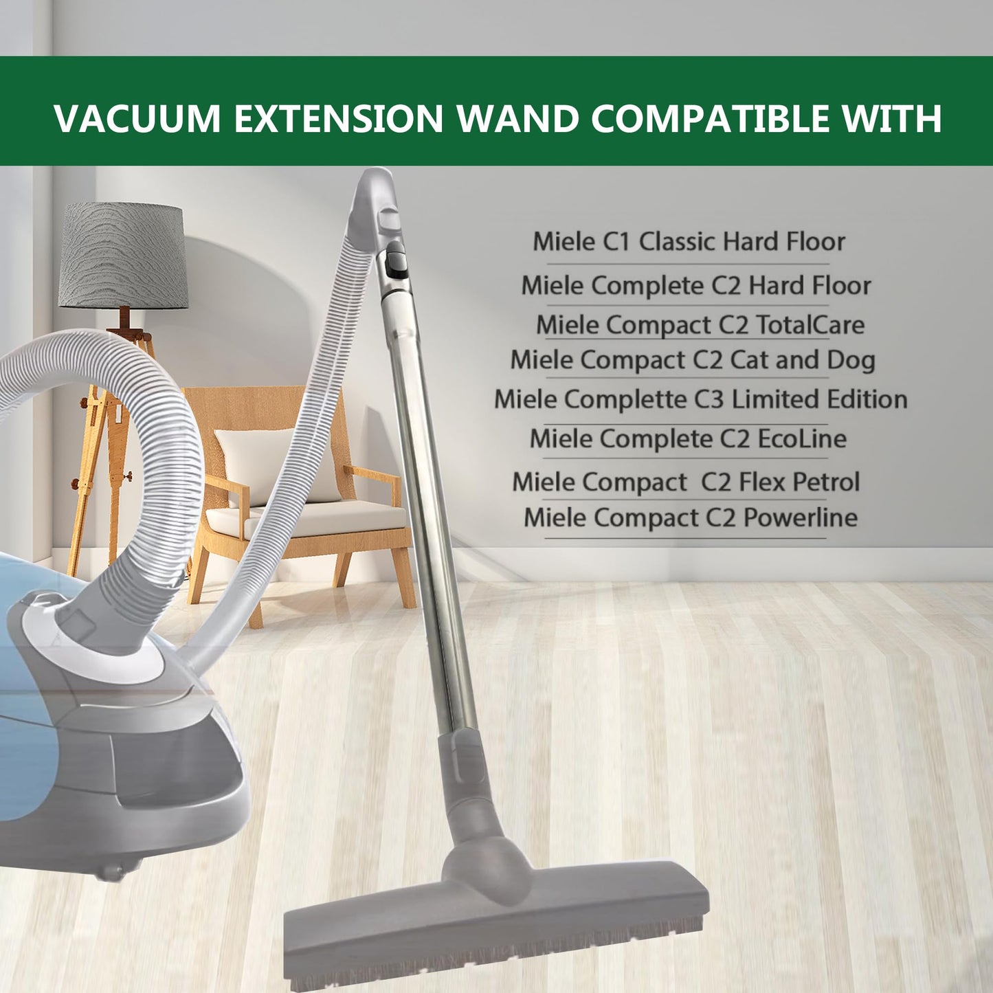 EZ SPARES Tube Compatible with Miele C1, C2, C3 Vacuums, Non Electric Telescopic Stainless Steel Pipe,35mm 1.375" Extension Wand,ML Central Vacuum Cleaner Attachment Wand