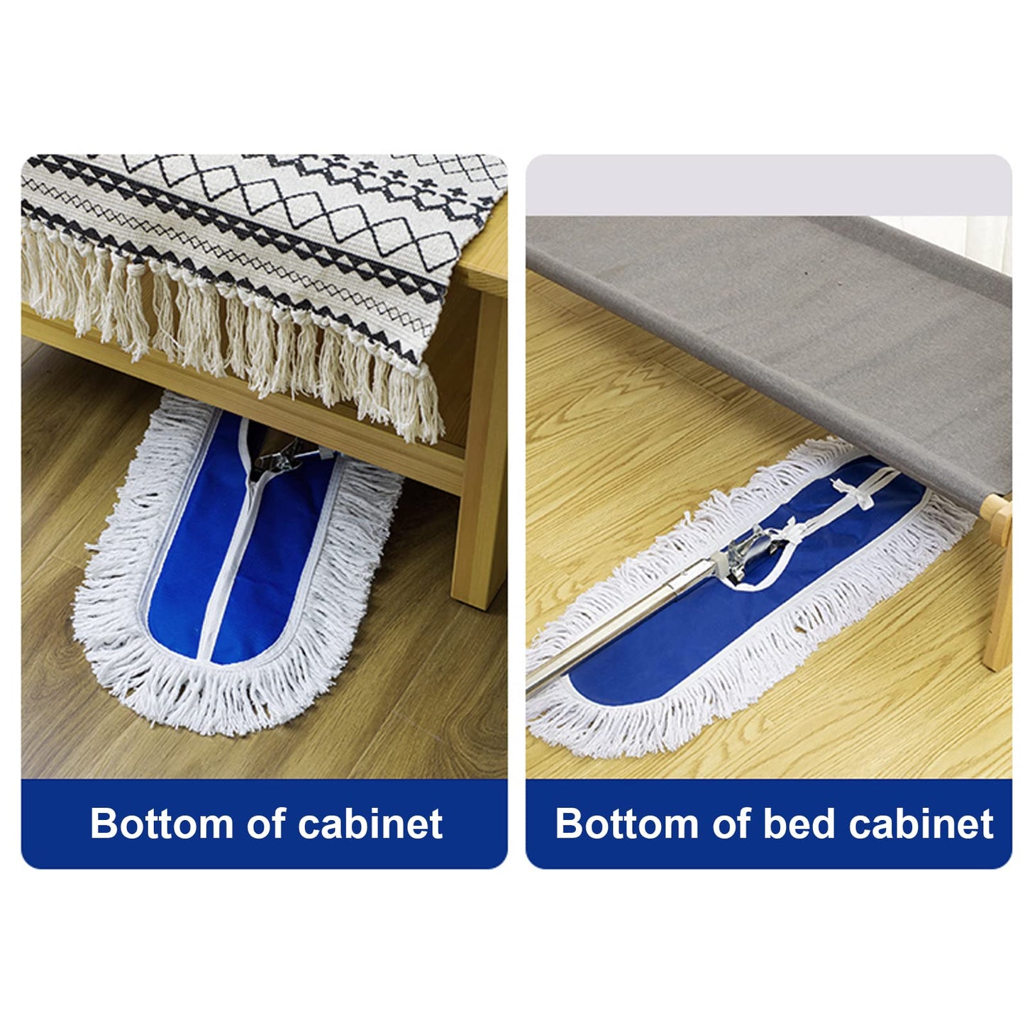 EOEXN 24" 3 Pack Industrial Strength Cotton Dry Dust Mop Head Refill for Hardwood, Ceramic, Marble, Tile; Fits 24 Inch Frame