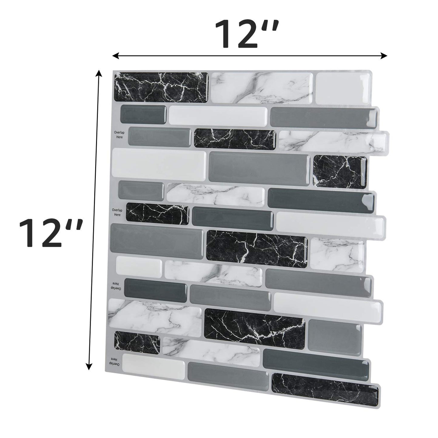 Art3d 10-Sheet Peel and Stick Wall Tile for Kitchen Backsplash, 12"x12", Grey Marble