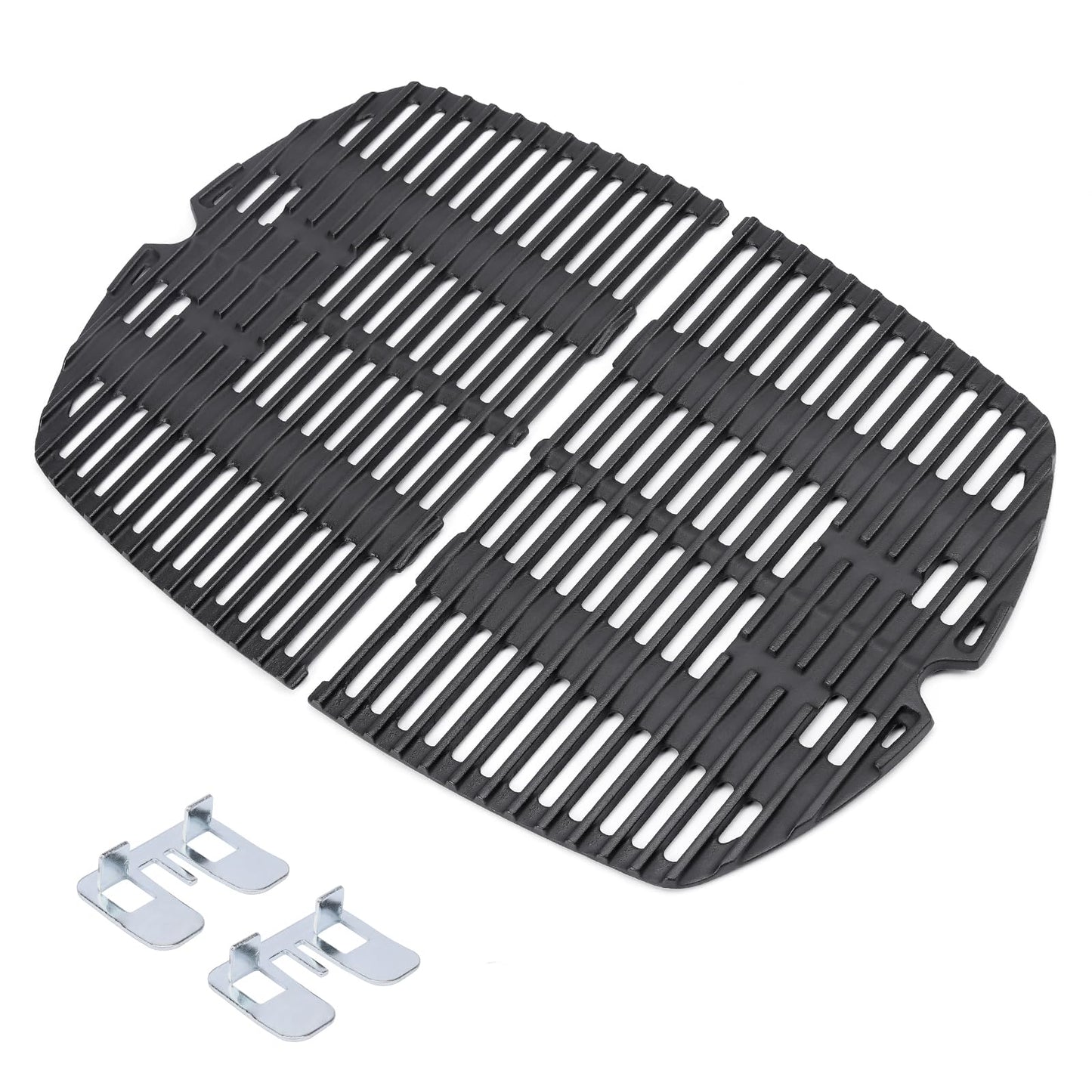 Uniflasy 7645 Cast Iron Cooking Grates 15.3"x10.75" for Weber Q200, Q220, Q2000, Q2400 Series Gas Grills, Grill Parts Grill Grates Replacement for Weber 7645, 65811, 69935, 2 Pack