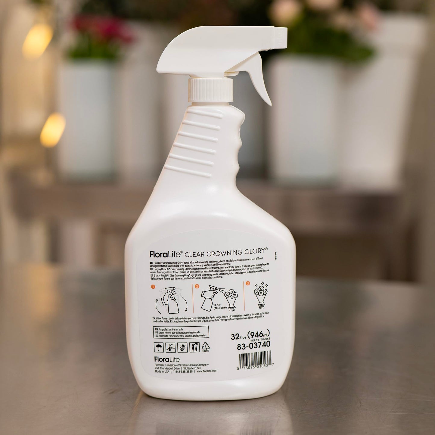 FloraLife Clear Crowning Glory - Liquid Shield Finishing Spray for Fresh-Cut Flowers - 32fl oz