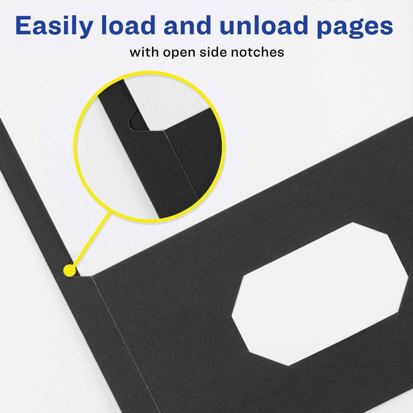 Two Pocket Folders with Fastener, Black, Paper