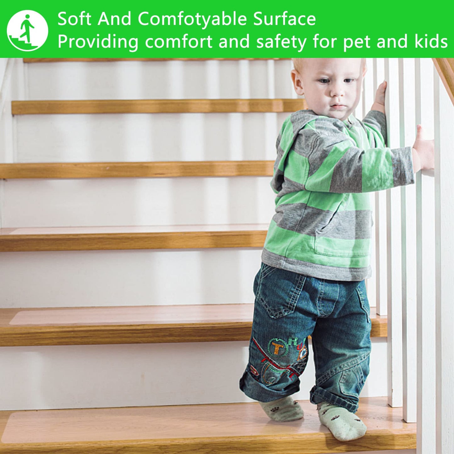 COSIMIXO 8" x 33Ft Clear Anti Slip Tape Waterprooft, Non-Slip Stair Treads Tape Traction, Boats, Stairs, Transparent, Soft, Comfortable for Bare feet