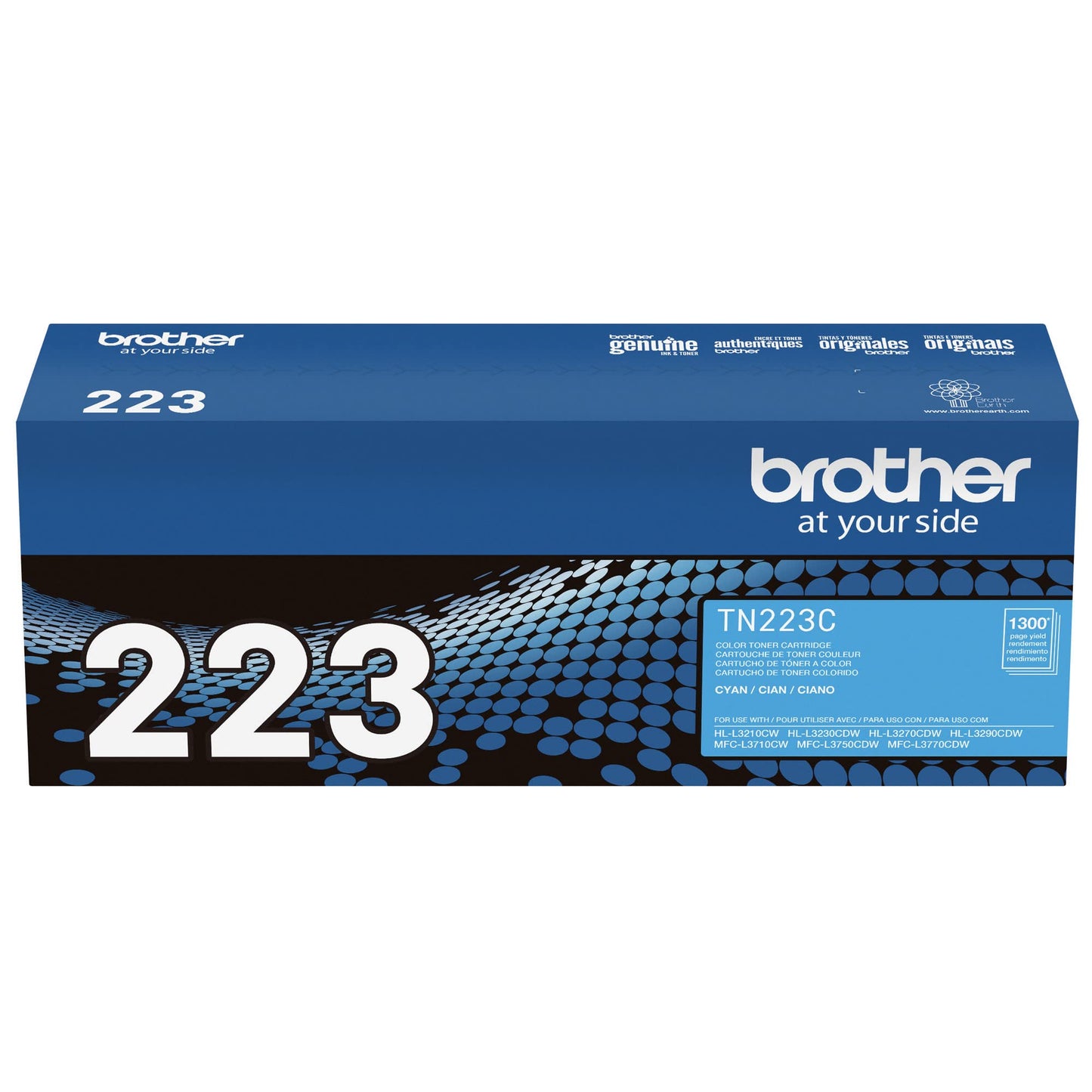 Brother original TN223C Standard Yield Cyan Toner Cartridge, original toner replacement cartridges, toner for Brother laser printers HL-L3210CW, HL-L3270CDW, MFC-L3710CW, MFC-L3750CDW, and more
