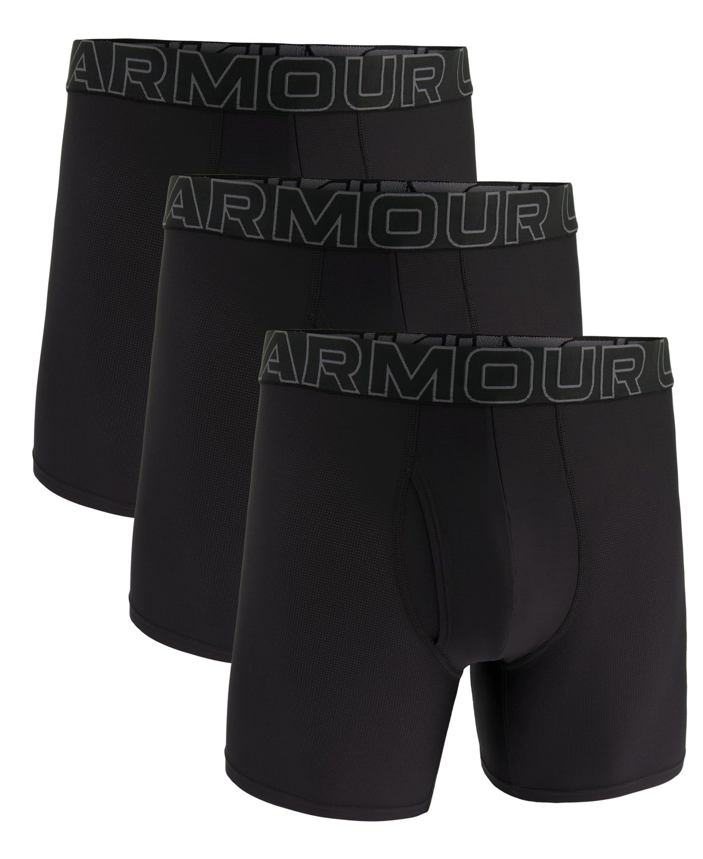 Under Armour Performance Tech Mesh Boxerjock 6in 3 Pack, Black Solid - Core 3 Pack, MD