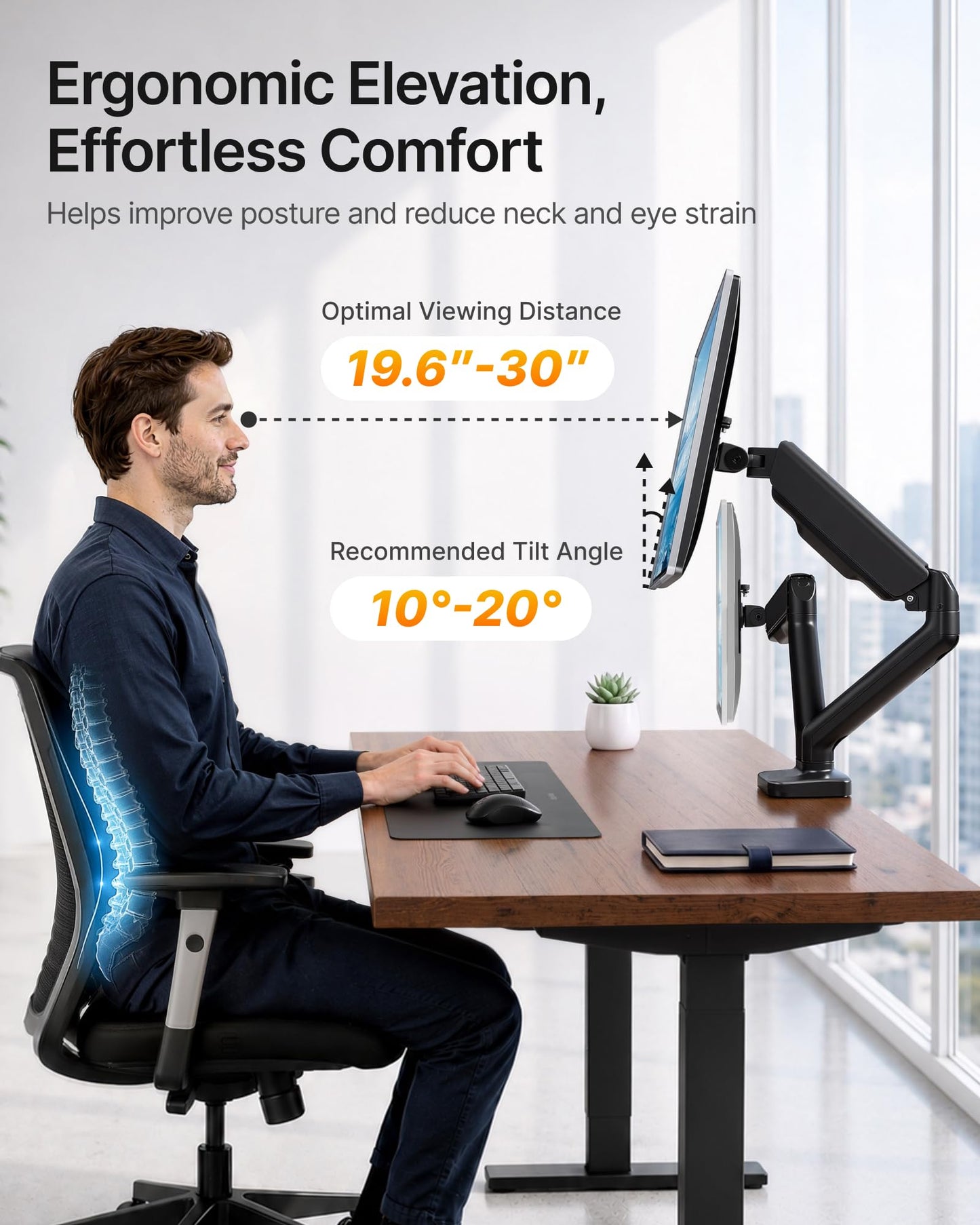 monTEK Heavy Duty Dual Monitor Arm for 17-32” Flat/Curved Screens, Premium Mechanical Spring Monitor Arm up to 19.8 lbs, Full Motion Monitor Desk Mount with Quick-Release VESA 75/100mm, Clamp/Grommet