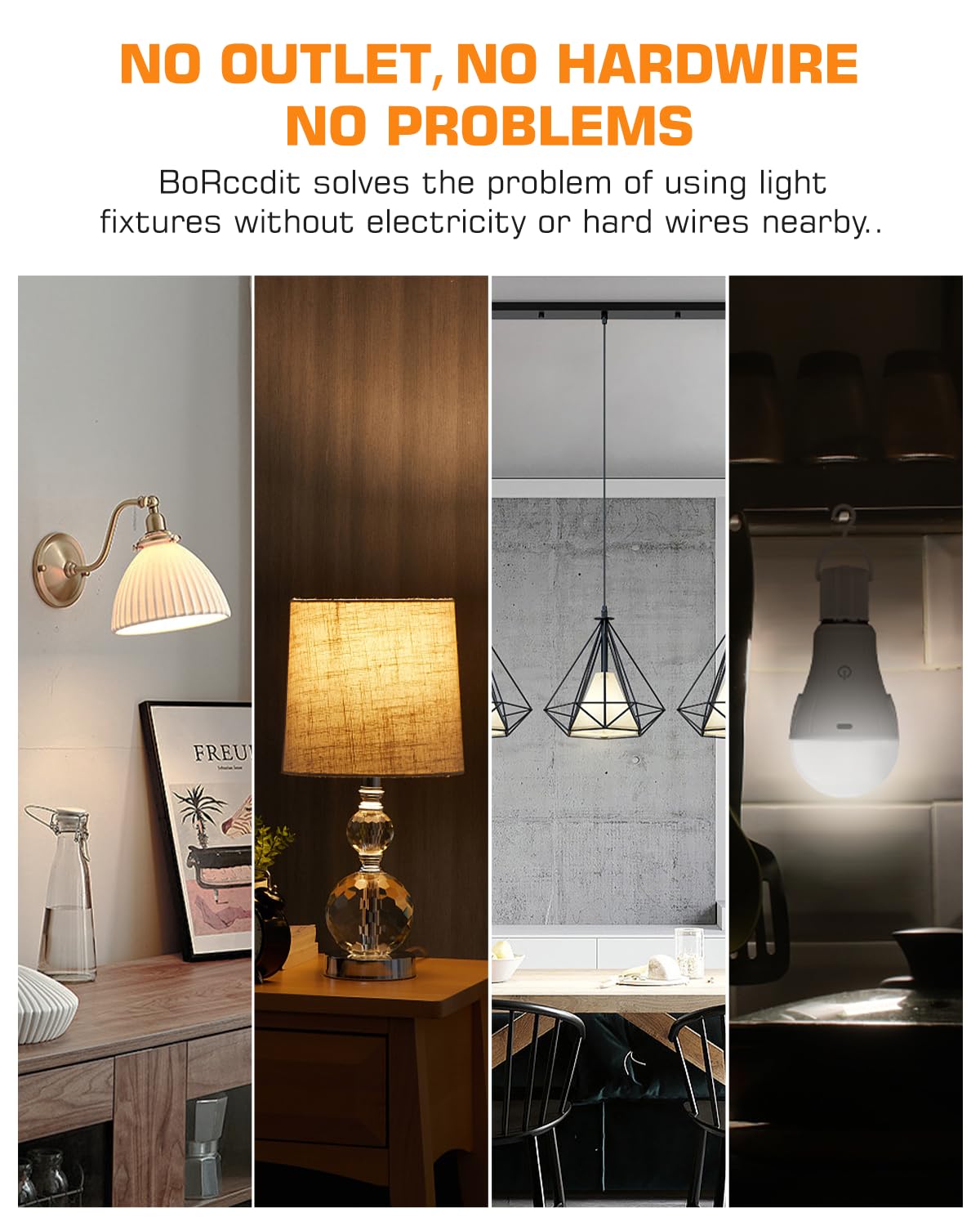 CordlessGlow A19 Rechargeable Light Bulbs with Remote, 3 Color Temperatures + Dimmable Battery Operated Light Bulb, up to 24 Hours