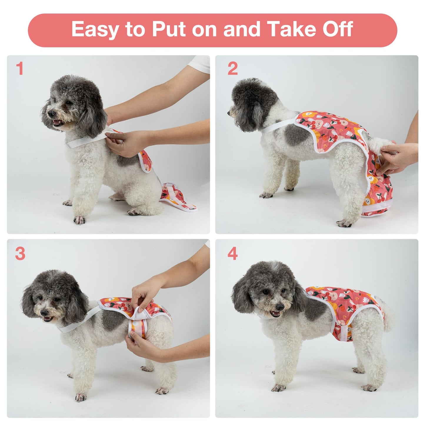 MICOOYO Dog Diaper Onesie Sanitary Pantie with Adjustable Suspender Washable Dog Period Panties Doggie Diapers Pet Underwear Female Dog Diapers for Heat (Animals, X-Large)