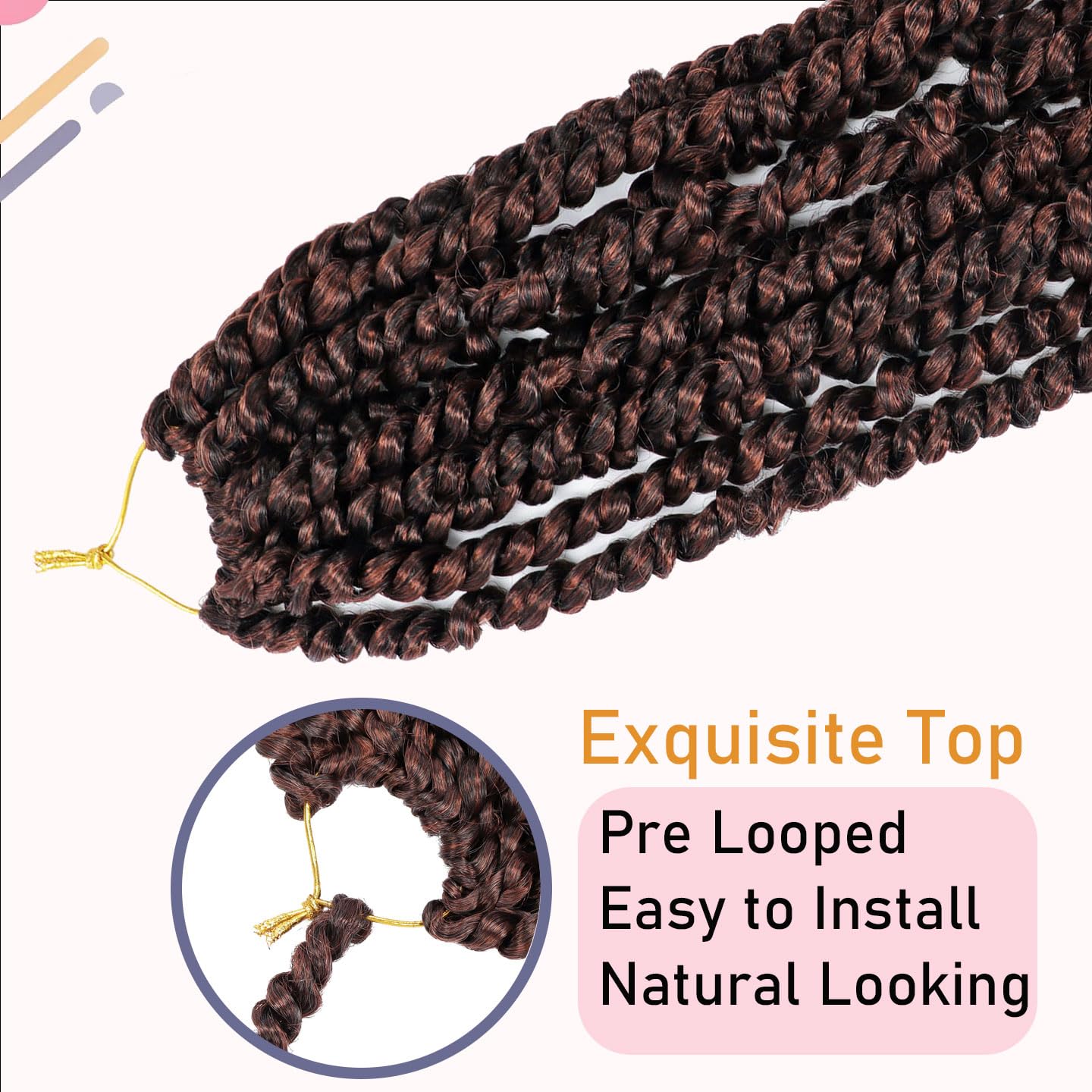 LOSMOEER 8Packs Passion Twist Hair Pre-twisted Passion Twist Crochet Hair Pre-looped Crochet Braids Hair for Women Passion Twists Braiding Hair Synthetic Hair Extensions