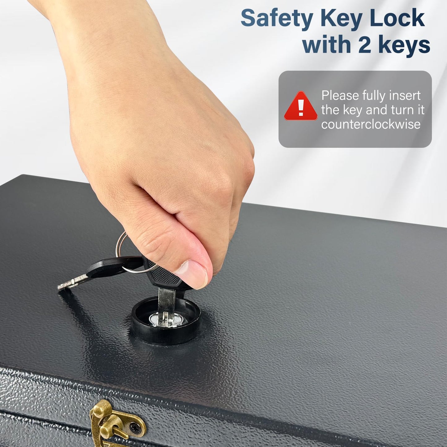 KABISAFE Fireproof Safe with Key Lock, Portable Safe Box Lock Box for Home, Fireproof Safe Box for A4 Documents, Jewelry, Passport, Cash, 14.45 x 10 x 4.84 Inch, Black