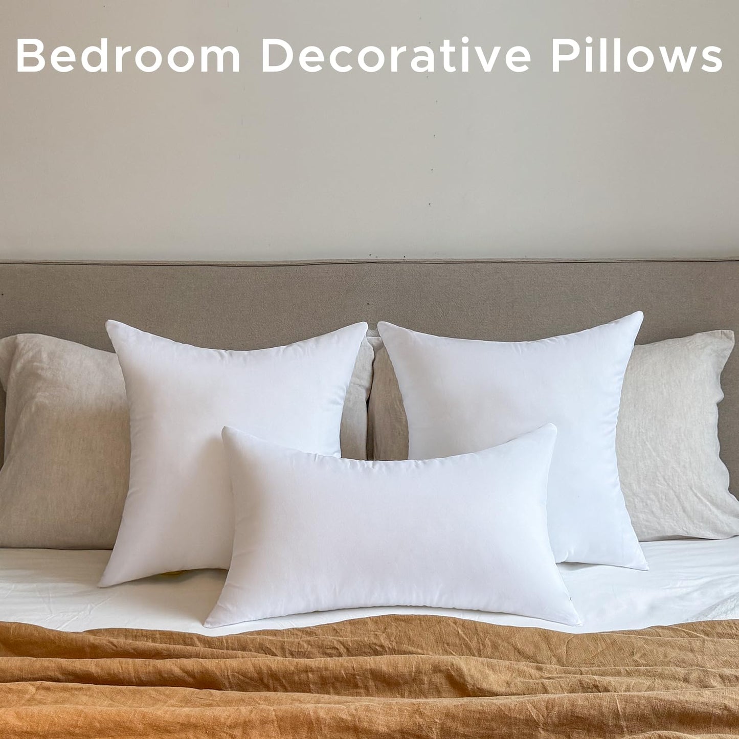 OTPIPCS 22 x 22 Outdoor Pillow Insert Set of 2 Large Square Patio Furniture Pillows for Porch Couch Fall Throw Pillow Inserts Premium Decorative Stuffer Pillows Waterproof White Sofa Cushion